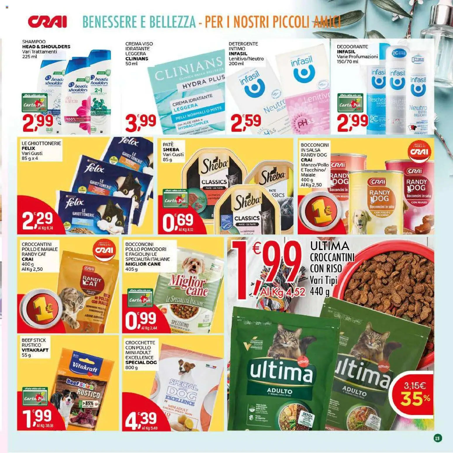Volantino CRAI del 19.02.2026 | Pagina: 15 | Prodotti: Shampoo, Paté, Detergente, Aloe vera