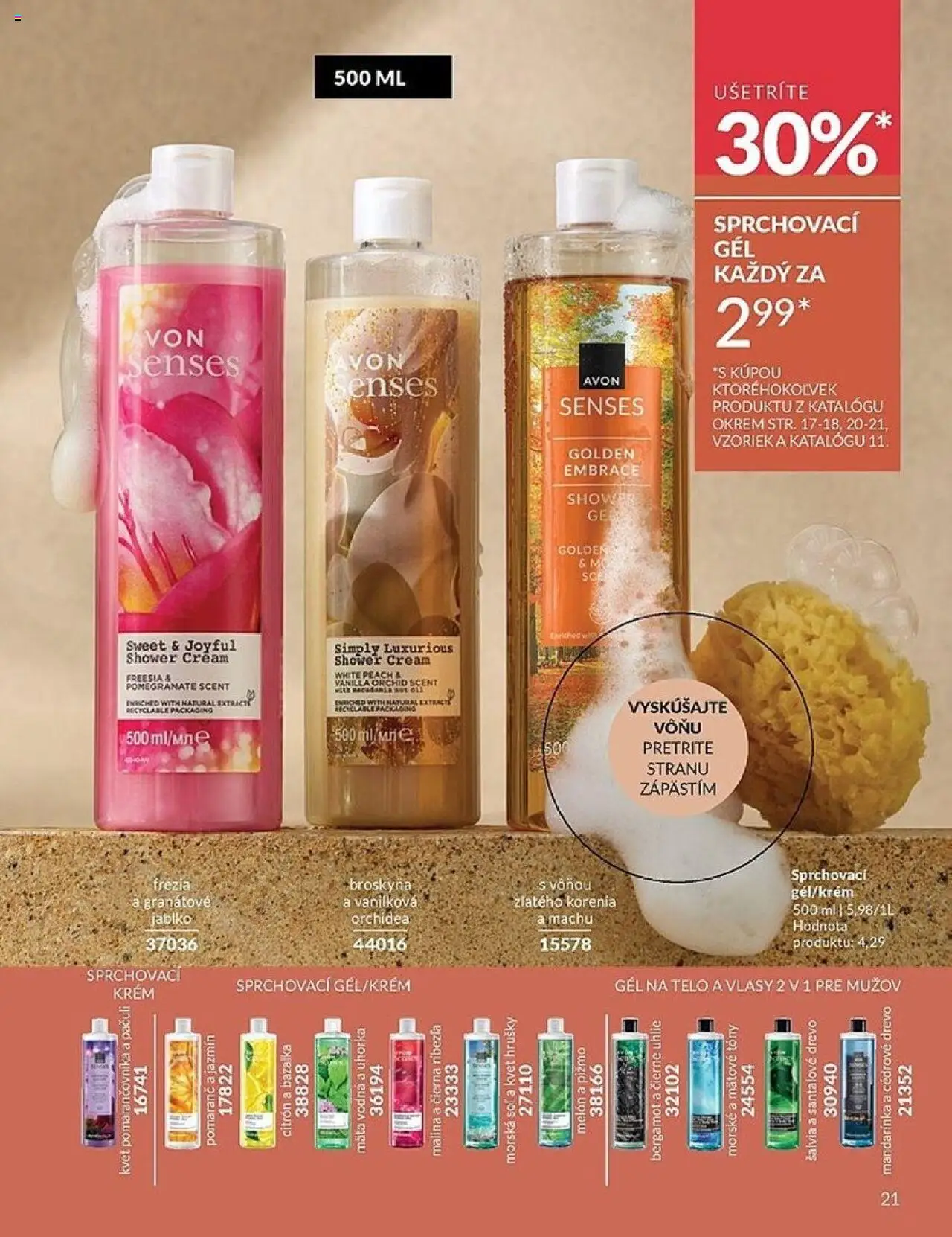 Nové Avon akcie – leták je platný od 01.10.2025 | Strana: 21 | Produkty: Krém, Soľ, Melón, Hrušky
