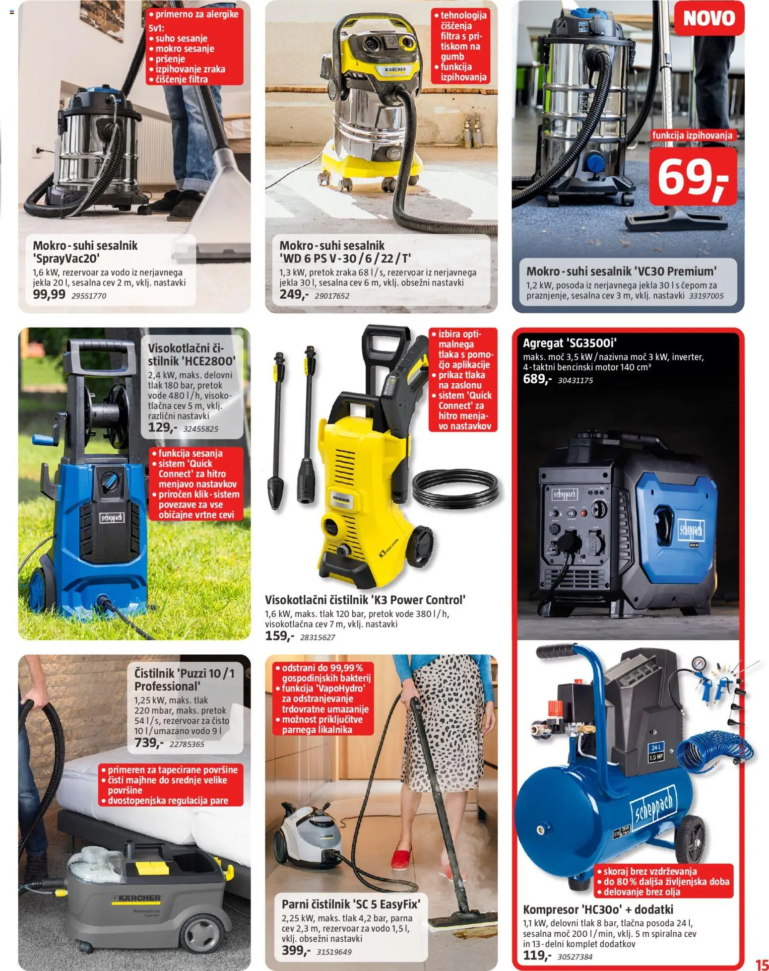 Novi Bauhaus katalog ponudbe – veljaven od 18.03.2026 | Stran: 15 | Izdelki: Sesalnik, Visokotlačni čistilnik