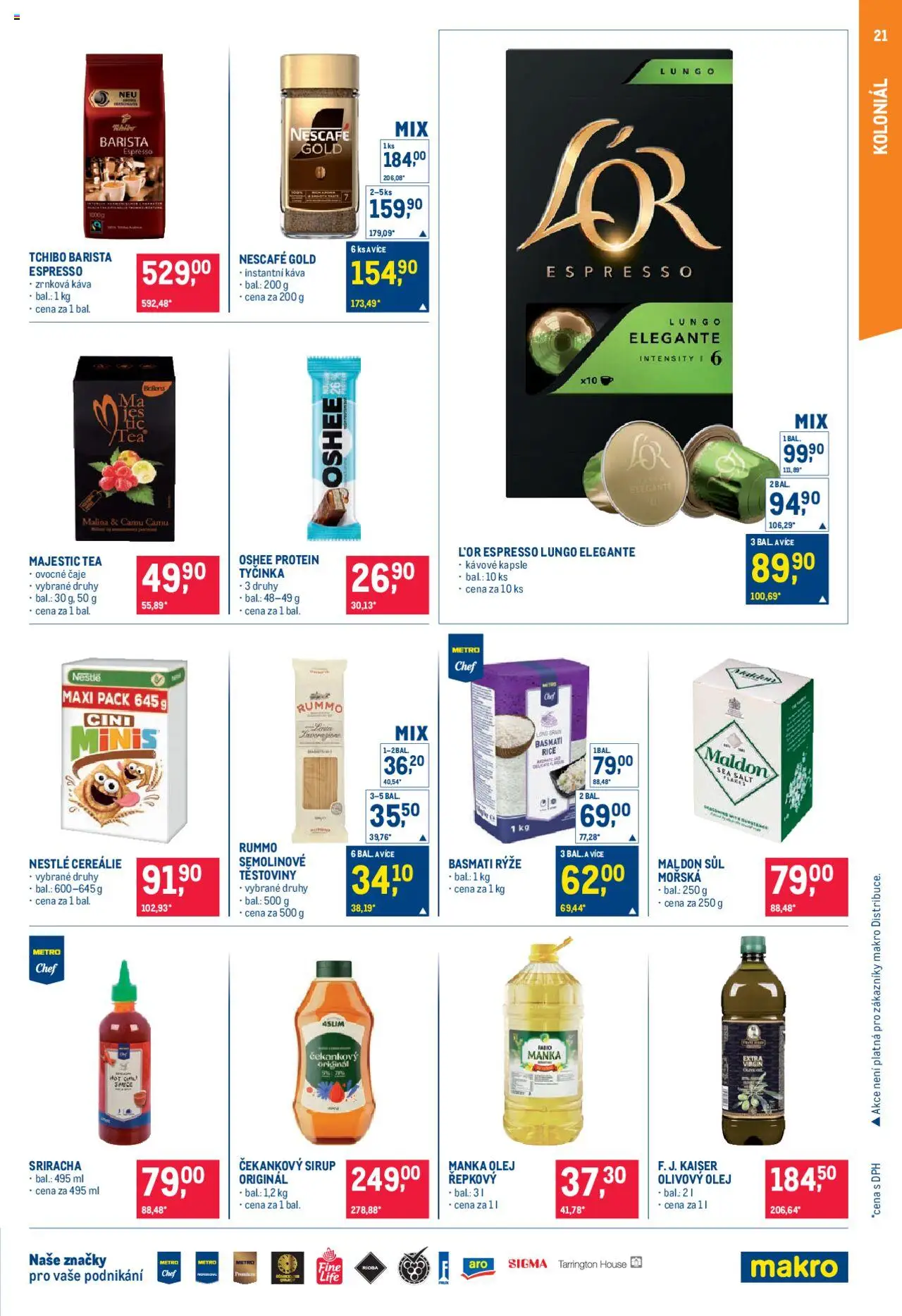 Makro leták - Pro milovníky jídla od 13.08.2025 | Strana: 21 | Produkty: Káva, L'Or, Čaje, Čekankový sirup