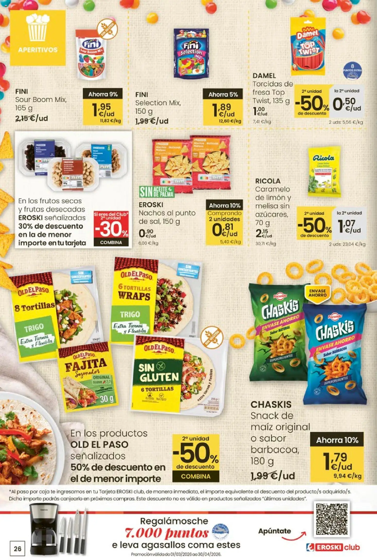 Eroski - 50 de descuento Center │ válido desde el 26.02.2026 | Página: 26 | Productos: Καλτσάκια μισά, Frutos secos, Té, Caja