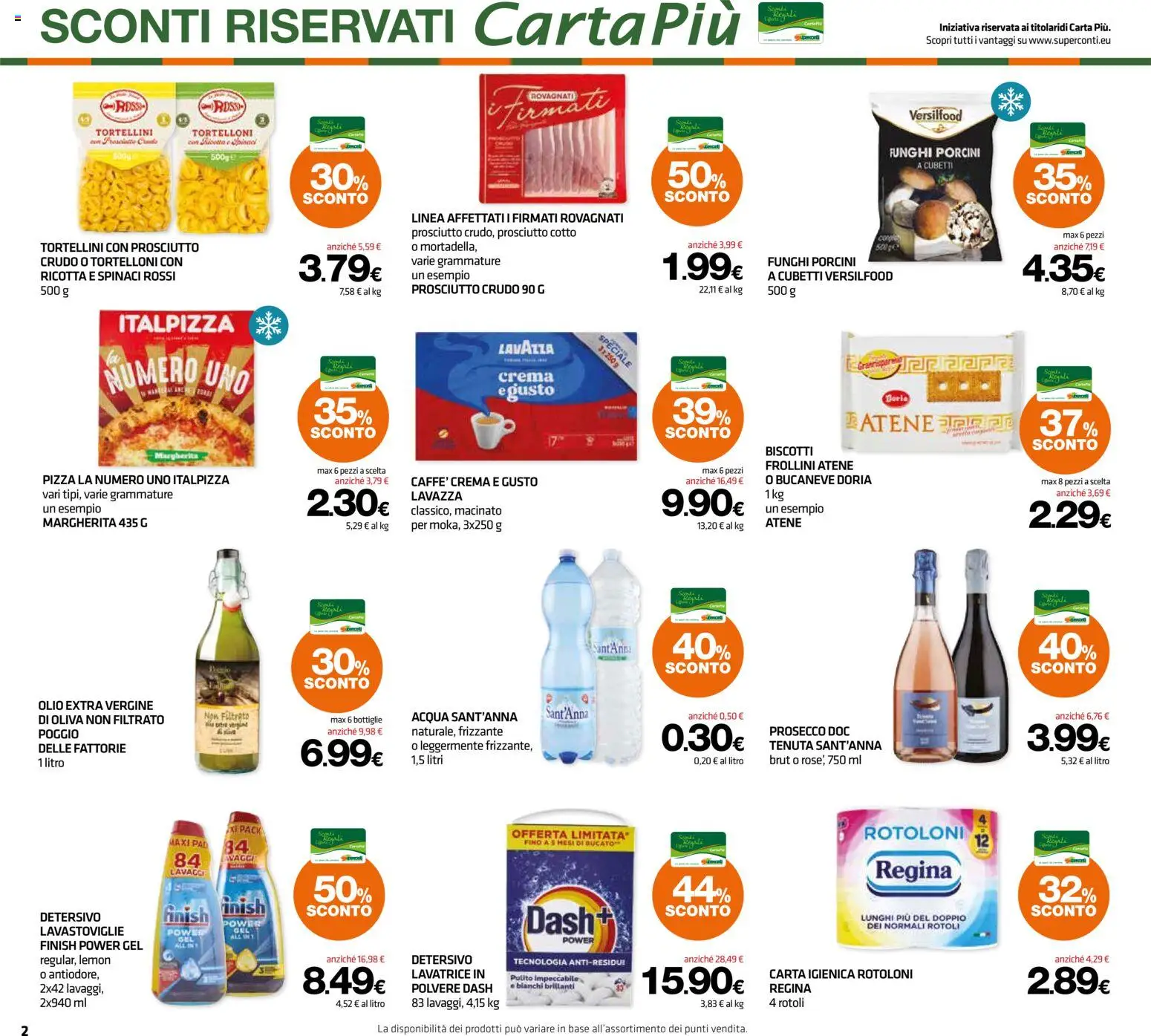 Volantino Superconti del 12.03.2026 | Pagina: 2 | Prodotti: Prosciutto Cotto, Prosciutto, Spinaci, Lavazza