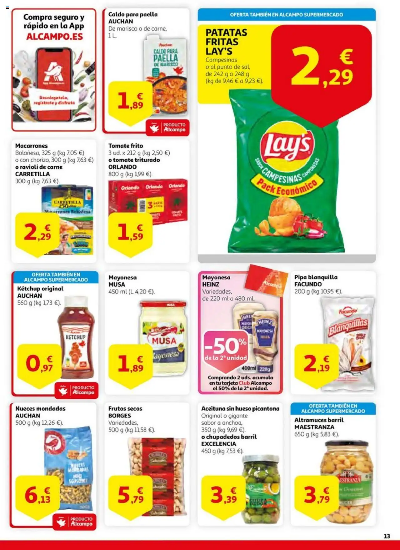 Alcampo - HG Unificado Madrid │ válido desde el 01.07.2025 | Página: 13 | Productos: Pasta, Frutos secos, Οθόνη προβολής, Tomate triturado