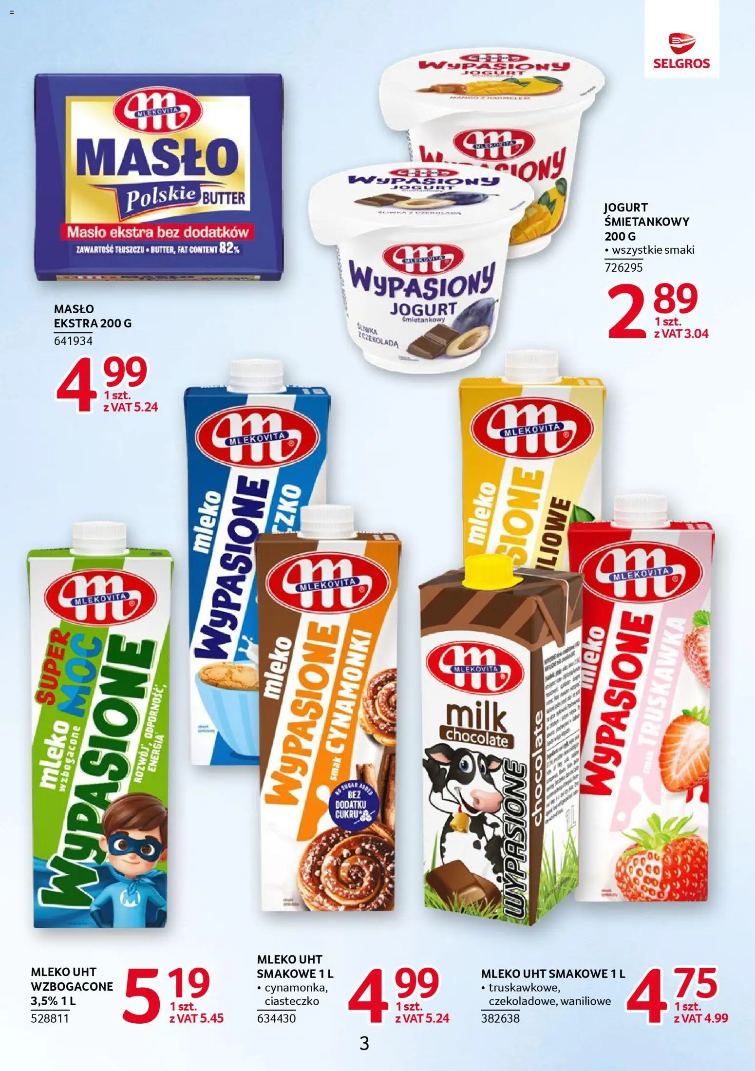 Selgros cash&carry gazetka - Markowe produkty od 26.03.2026 | Strona: 3 | Produkty: Mleko, Masło, Jogurt