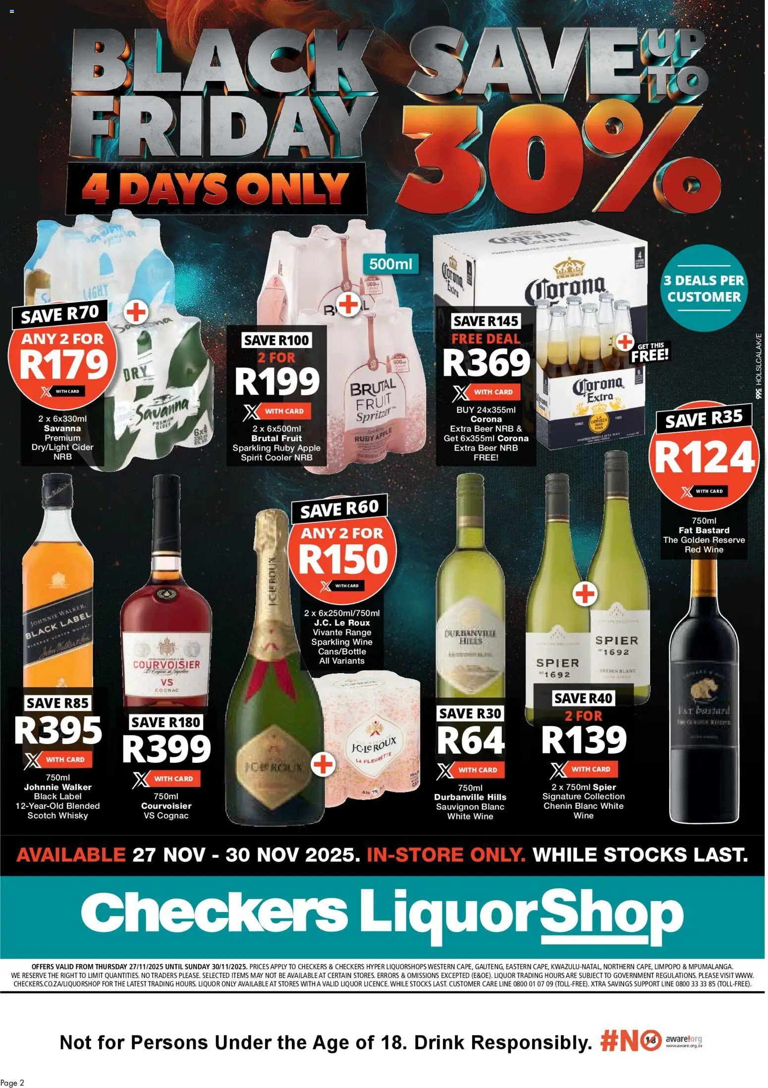 New Checkers catalogue – valid from 27.11.2025 | Page: 2 | Products: Cider, Cooler, Wine, Beer