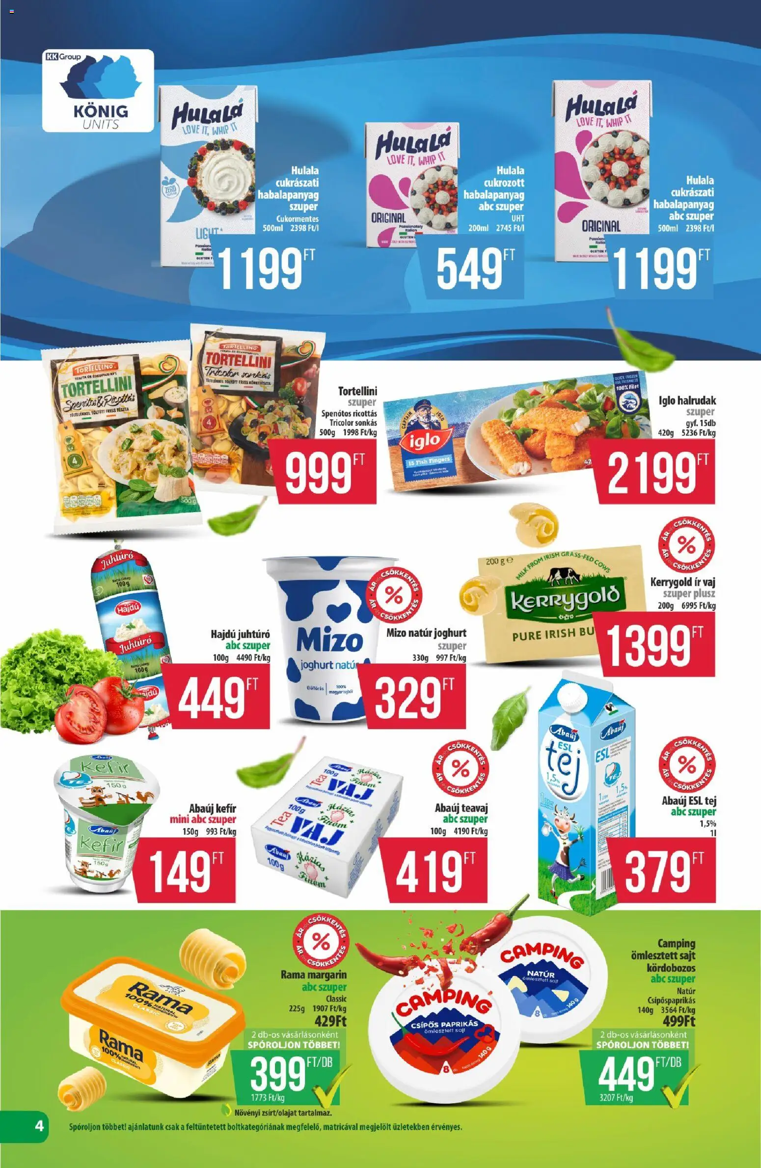 COOP akciós ujság - amely érvényes a következő dátumtól: 13.11.2025 | Oldal: 4 | Termékek: Tej, Vaj, Sajt, Tészta