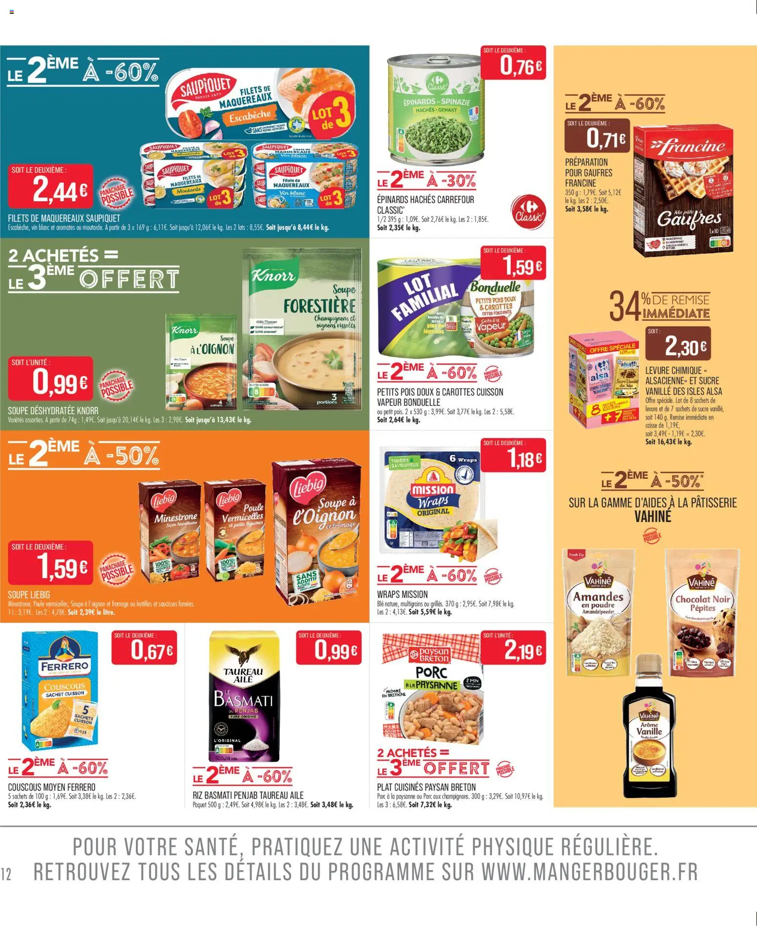 {H1} | Page: 12 | Produits: Carottes, Poudre, Levure, Chocolat