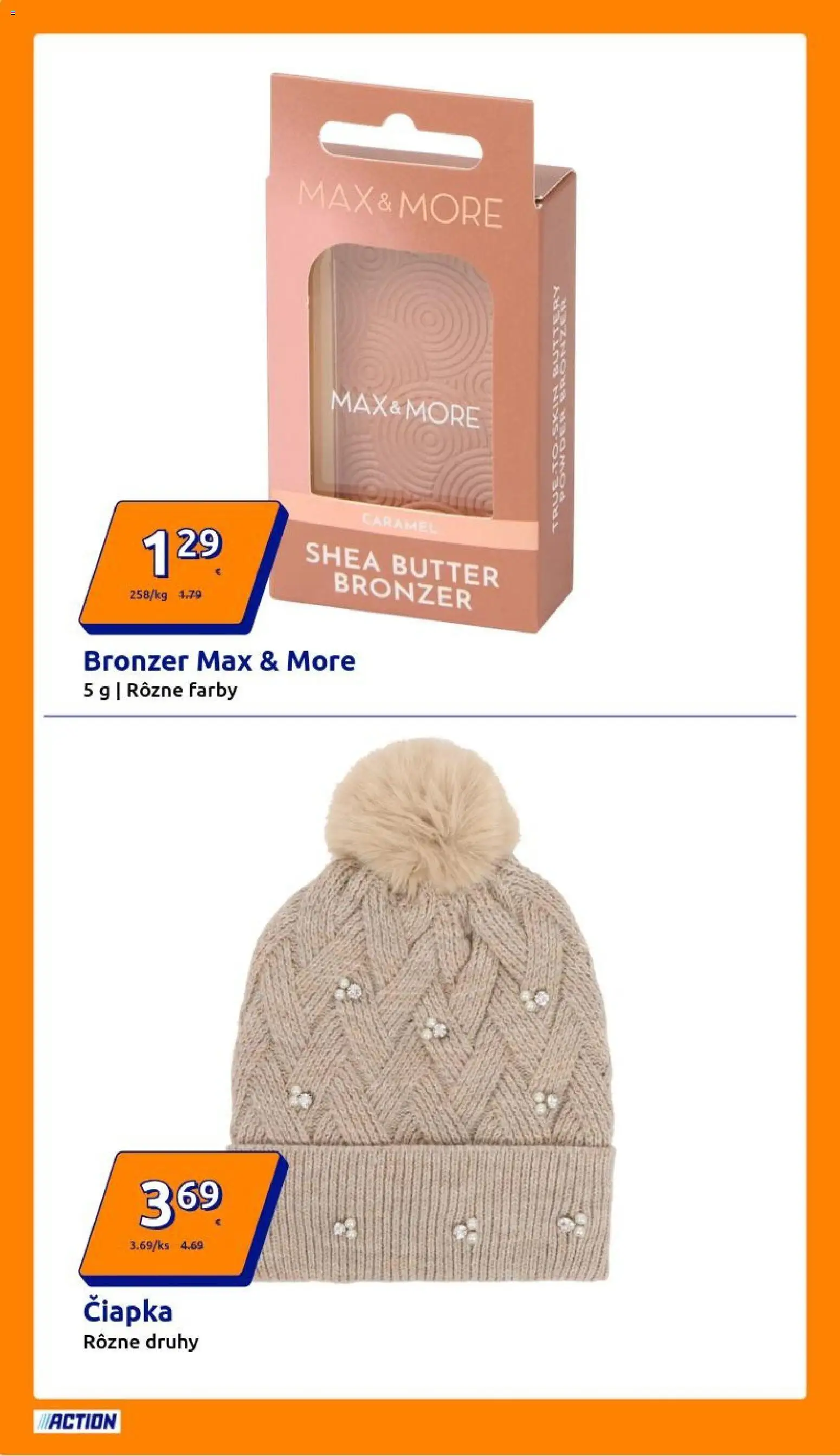 Nové Action akcie – leták je platný od 19.11.2025 | Strana: 14 | Produkty: Bronzer, Čiapka