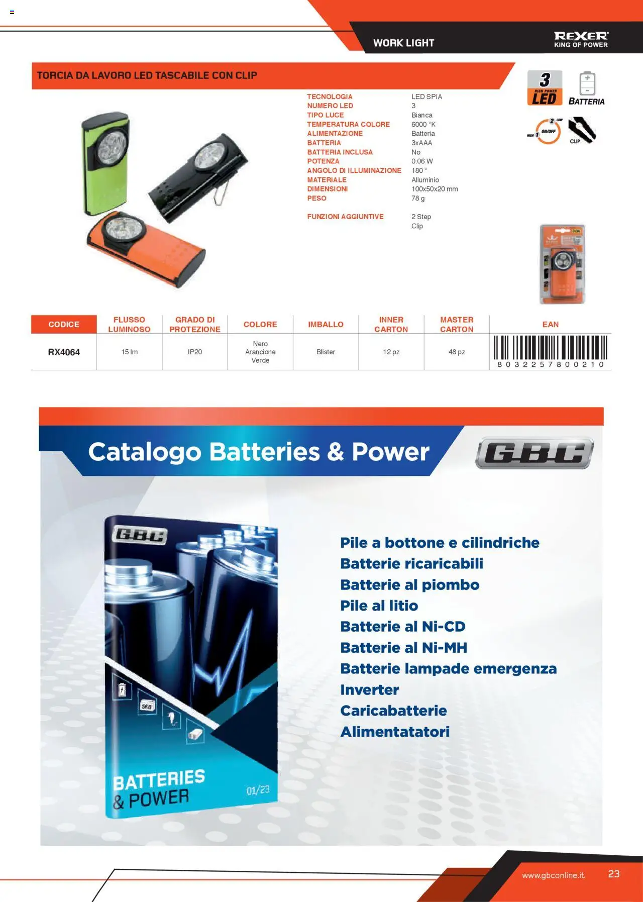 Volantino GBC del 31.05.2025 | Pagina: 23 | Prodotti: Pile, Torcia, Batteria, Batterie