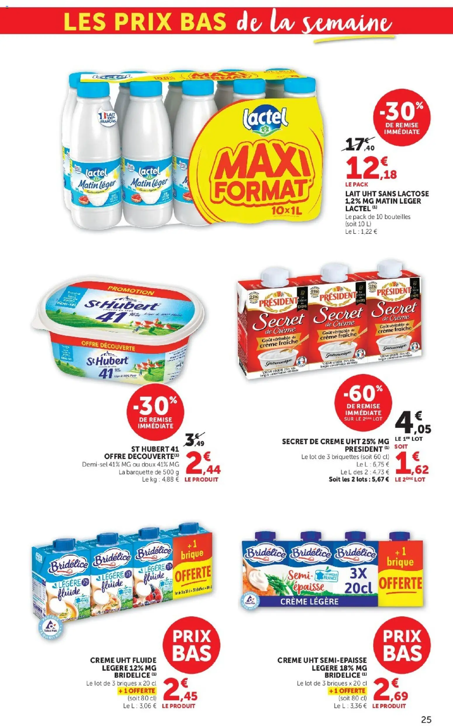 {H1} | Page: 25 | Produits: Briques, Lait, Crème fraiche, Crème