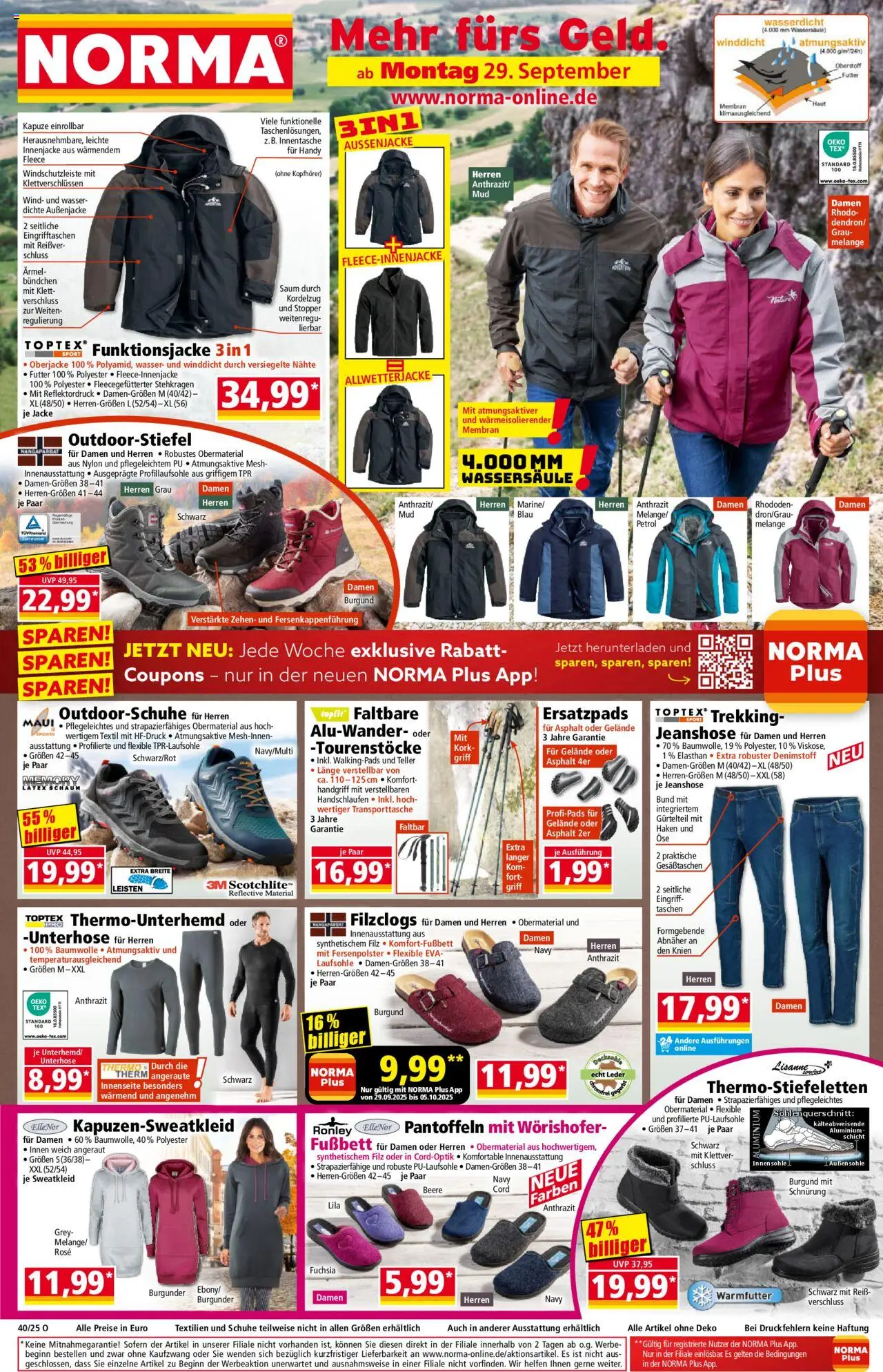 Norma Prospekt 	 – gültig ab 29.09.2025 | Seite: 1 | Produkte: Wasser, Jacke, Kopfhörer