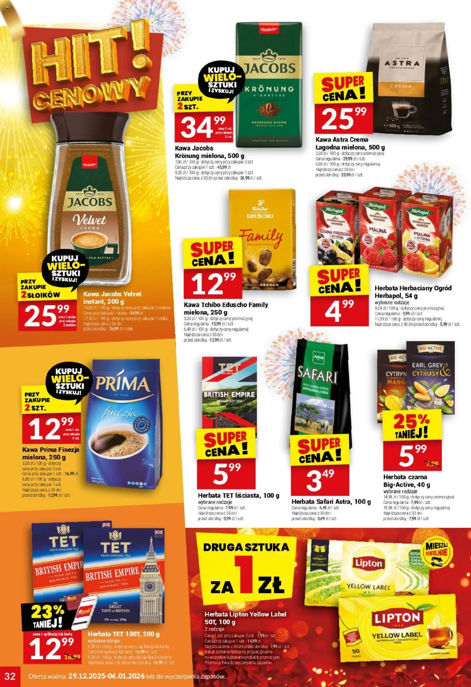 Twój Market Gazetka od 29.12.2025 | Strona: 32 | Produkty: Karta, Kawa jacobs velvet, Porzeczka, Kawa