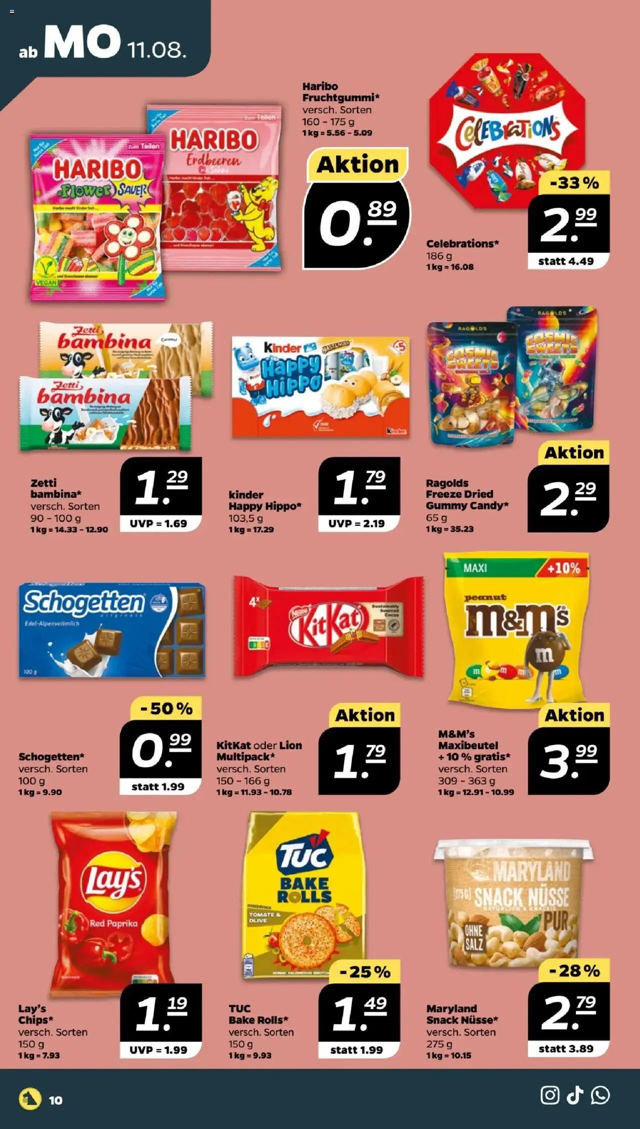 Netto Prospekt 	 - gültig ab dem 11.08.2025 | Seite: 10 | Produkte: Haribo, M&M's, Paprika, Salz