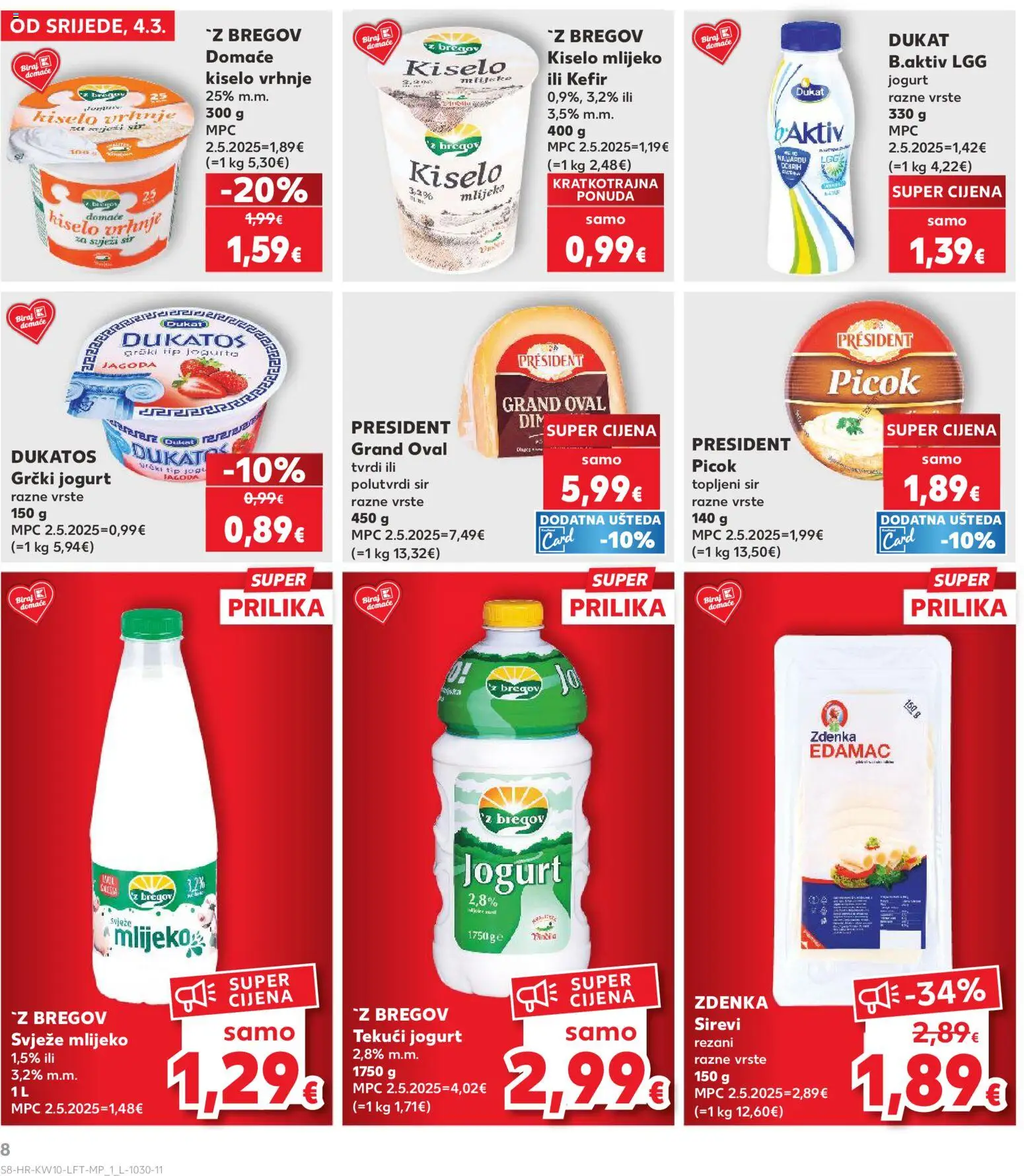 Kaufland HR akciós ujság - amely érvényes a következő dátumtól: 04.03.2026 | Oldal: 8 | Termékek: Kefir