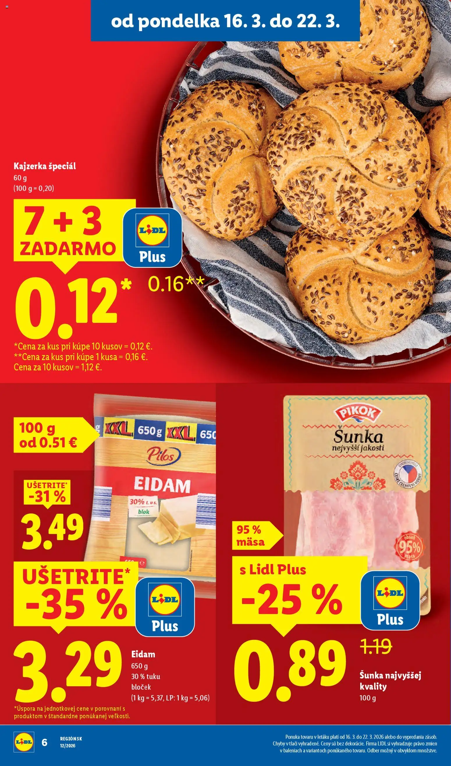 Nové Lidl akcie – leták je platný od 19.03.2026 | Strana: 52 | Produkty: Šunka, Eidam
