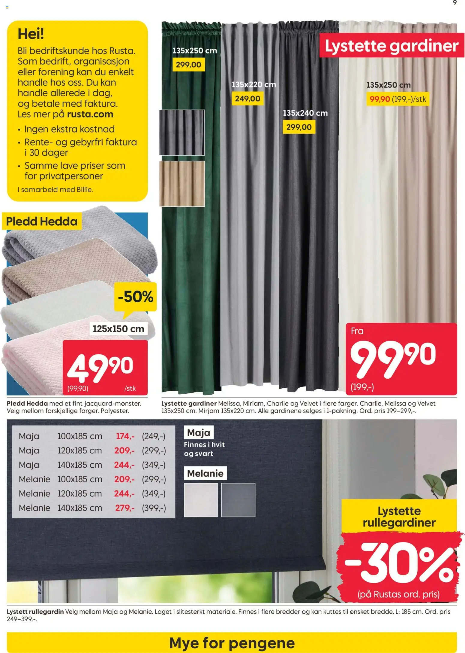 {H1} | Side: 9 | Produkter: Pledd, Gardiner, Rullegardiner