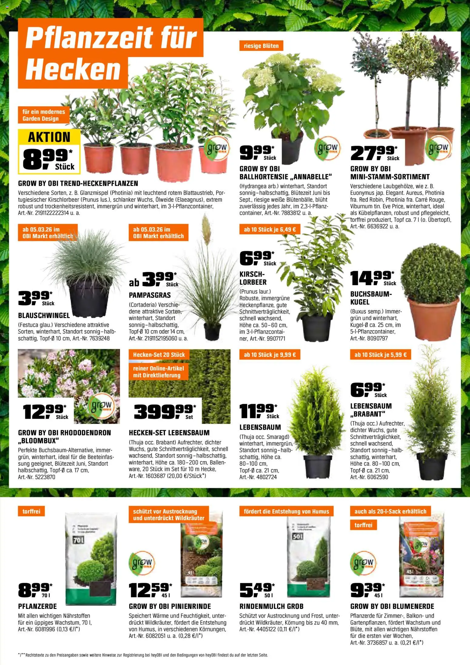 Obi Prospekt 	 – gültig ab 01.03.2026 | Seite: 9 | Produkte: Rindenmulch, Pflanzerde, Blumenerde
