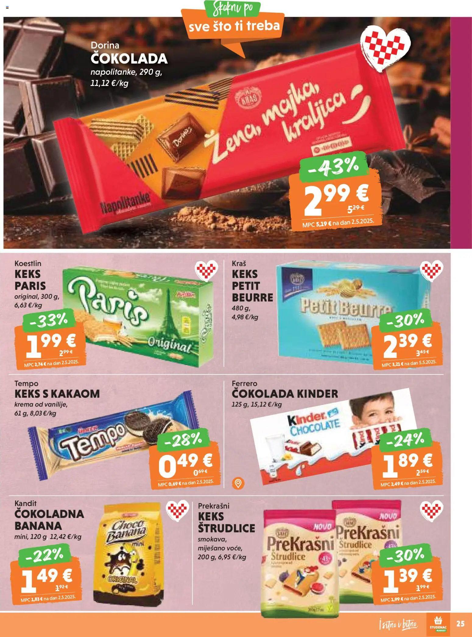 Studenac katalog | vrijedi od 26.11.2025 | Stranica: 25 | Proizvodi: Dorina, Čokolada, Keks, Krema