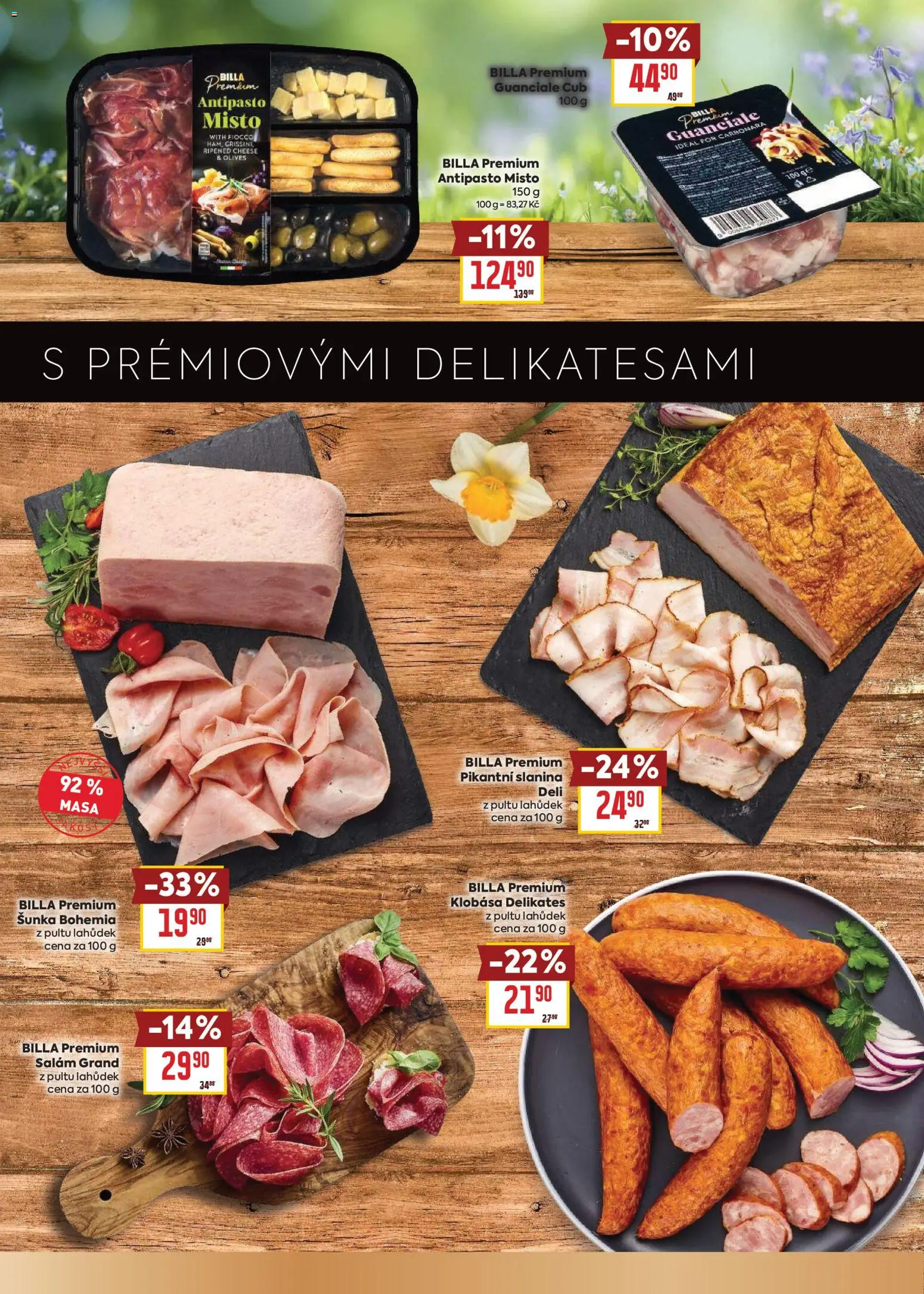 Billa leták - Prémiové delikatesy od 04.03.2026 | Strana: 5 | Produkty: Šunka, Klobása, Guanciale, Slanina