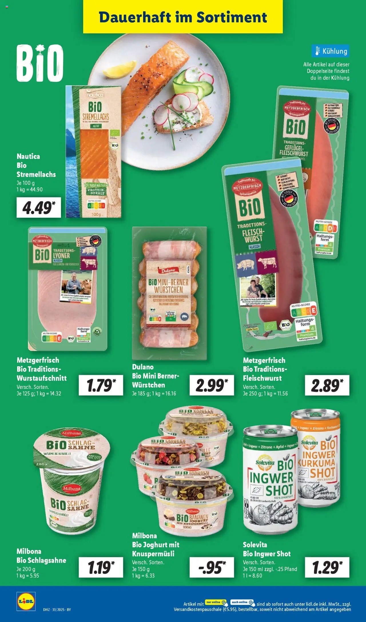 Lidl Prospekt Uffenheim - gültig ab dem 11.08.2025 | Seite: 10 | Produkte: Zitrone, Wurst, Sahne, Fleisch