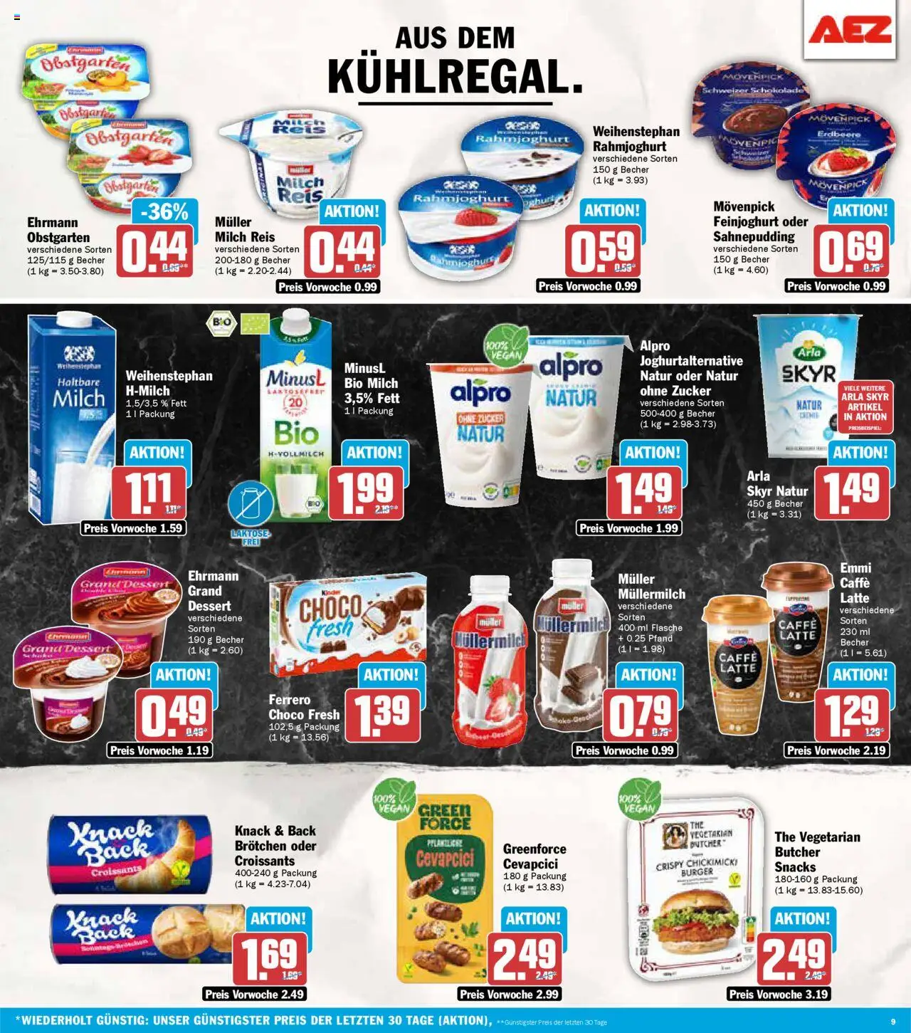 AEZ Prospekt 	 – gültig ab 13.10.2025 | Seite: 9 | Produkte: Skyr, Arla skyr, Alpro, Zucker