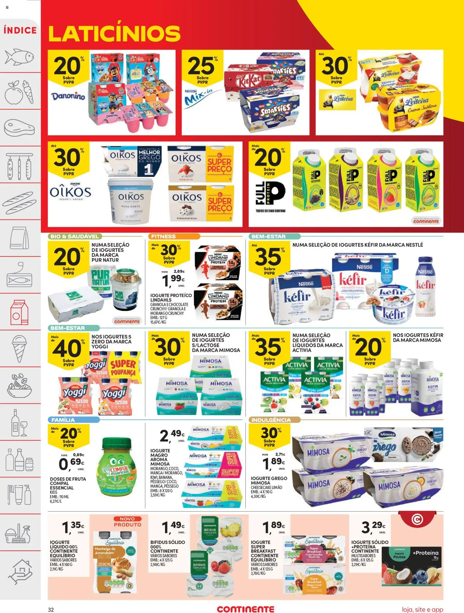 Continente folheto │ válido de 11.11.2025 | Página: 32 | Produtos: Iogurtes, Kefir nestlé, Chocolate, Iogurte liquido