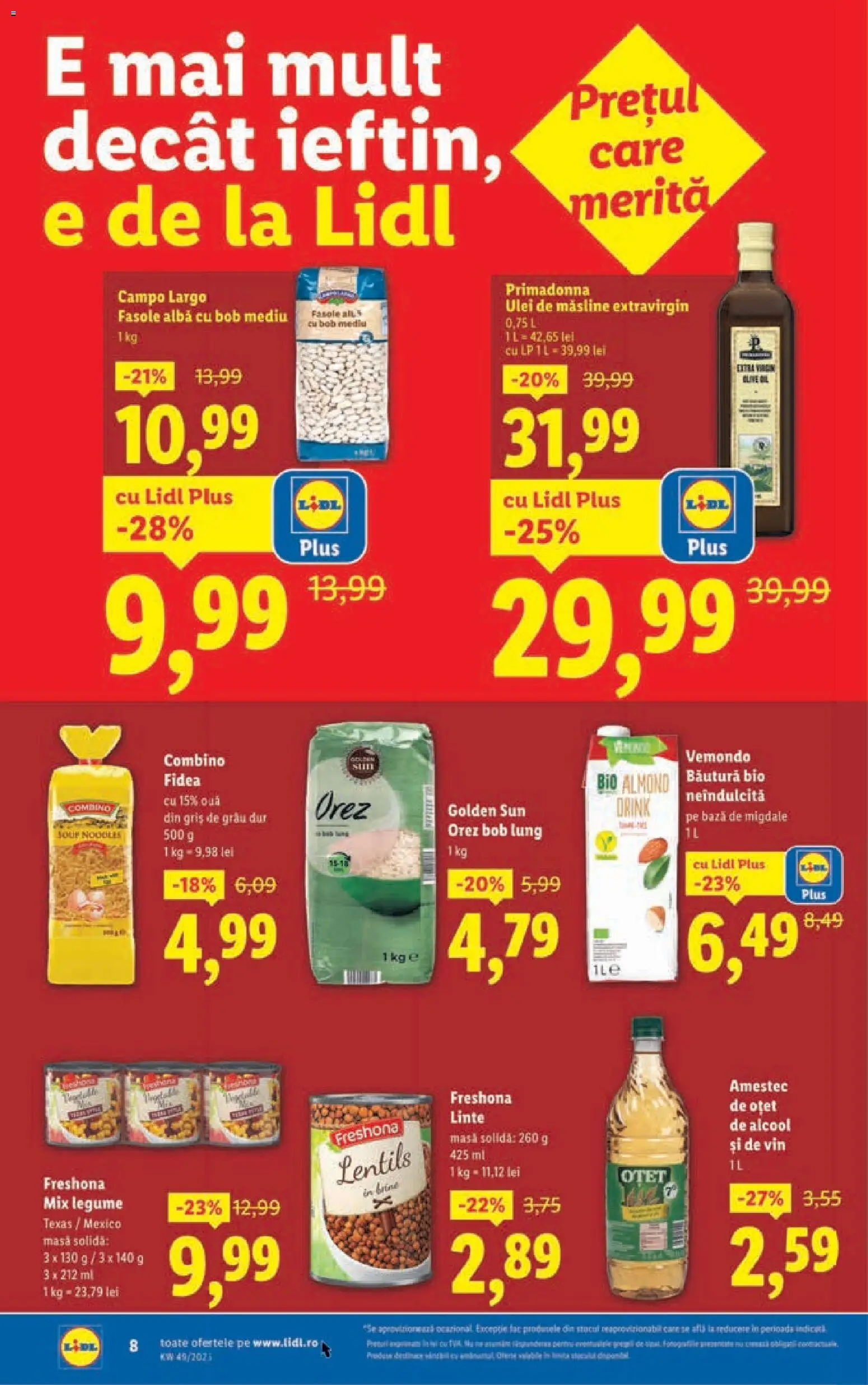 Noul catalog Lidl – valabil de la 01.12.2025 | Pagină: 8 | Produse: Masă, Măsline, Migdale, Noodles
