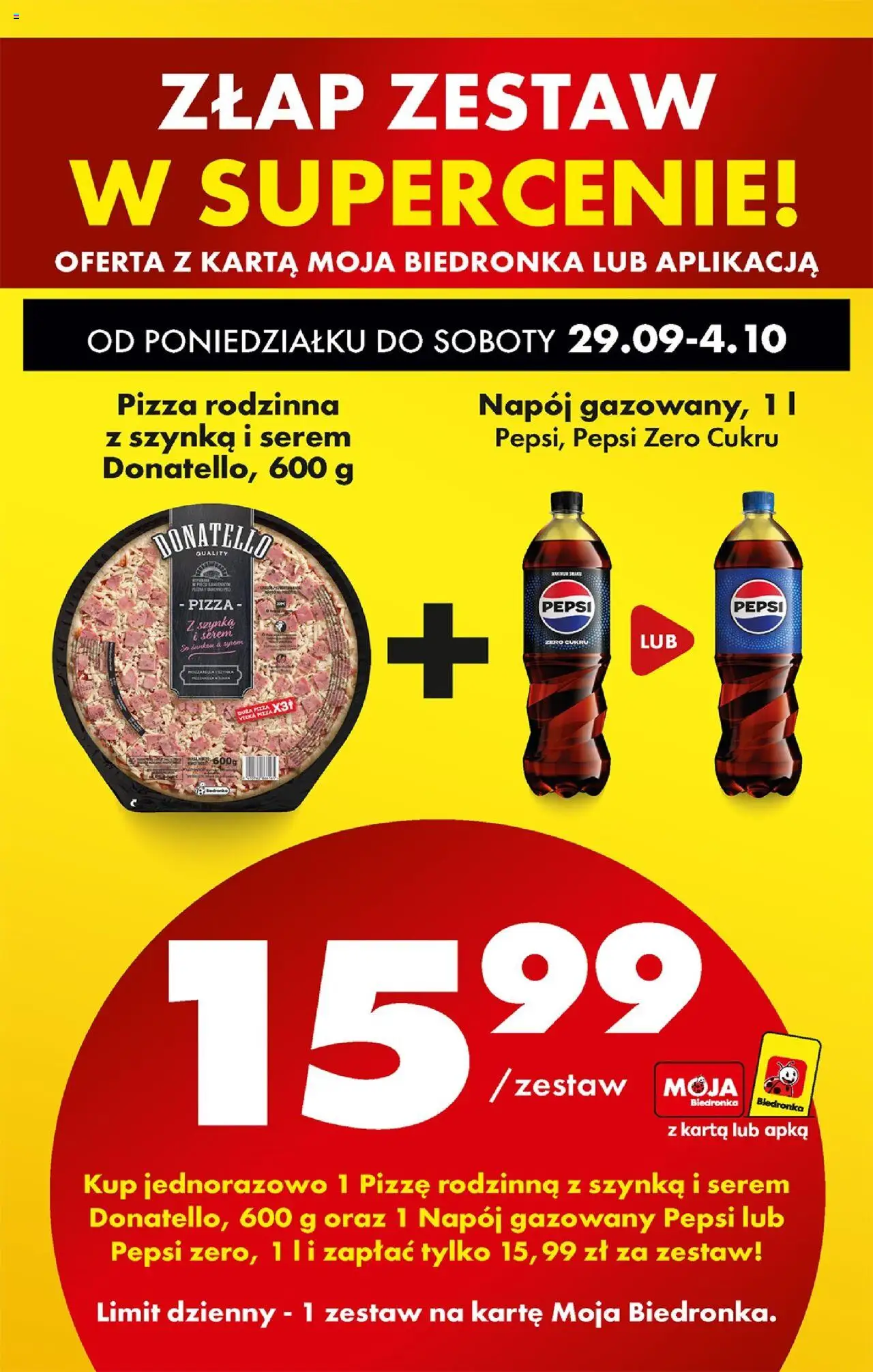 Biedronka gazetka od 29.09.2025 | Strona: 87 | Produkty: Karta, Pepsi, Szynka, Pizza