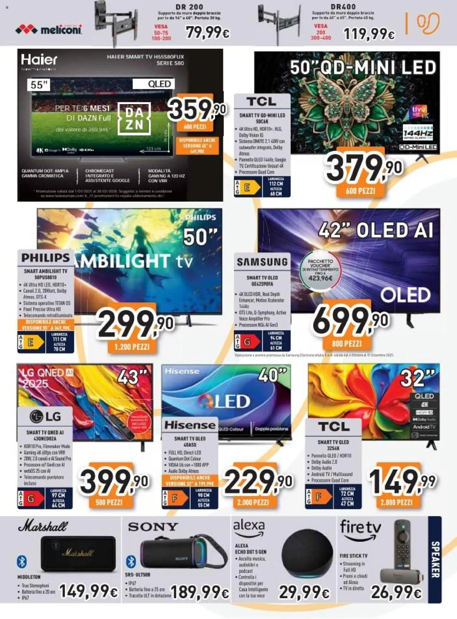 Volantino Unieuro del 26.11.2025 | Pagina: 9 | Prodotti: Tv samsung, Tè, Audio, Batteria