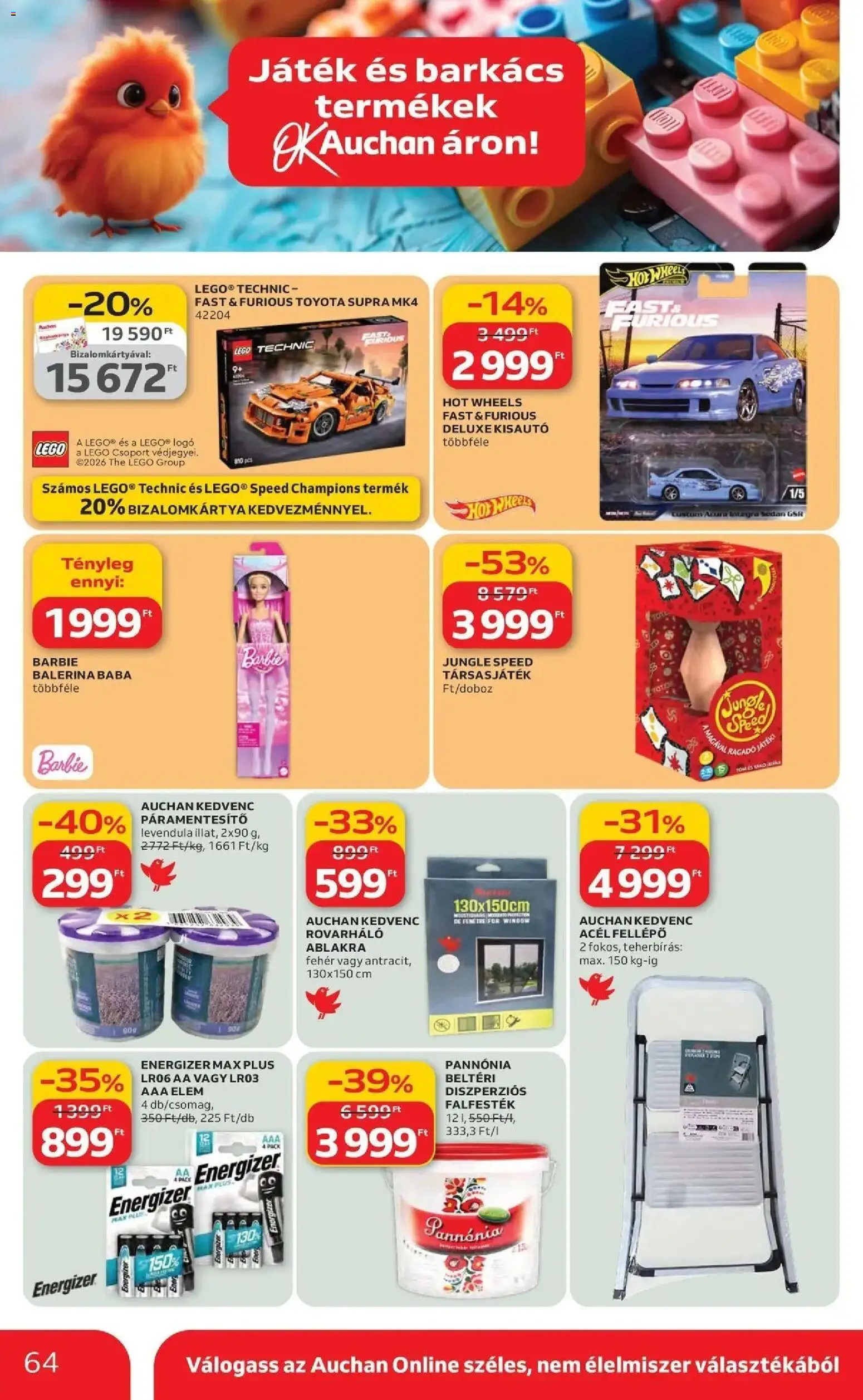 Auchan akciós ujság - amely érvényes a következő dátumtól: 19.03.2026 | Oldal: 64 | Termékek: Játék, Fellépő, Társasjáték, Levendula