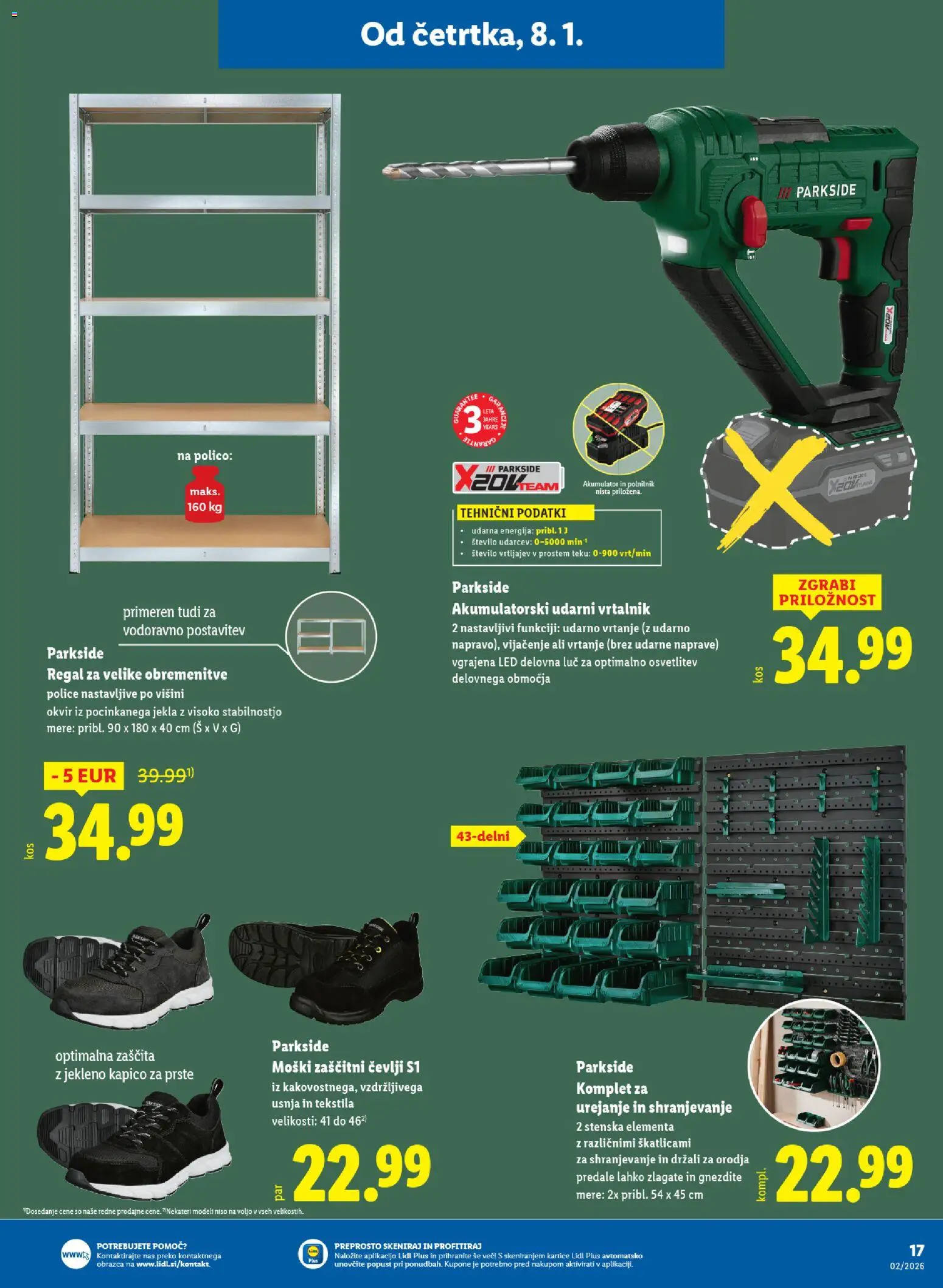 Novi Lidl katalog ponudbe – veljaven od 08.01.2026 | Stran: 25 | Izdelki: Okvir, Polnilnik, Regal, Cevlji