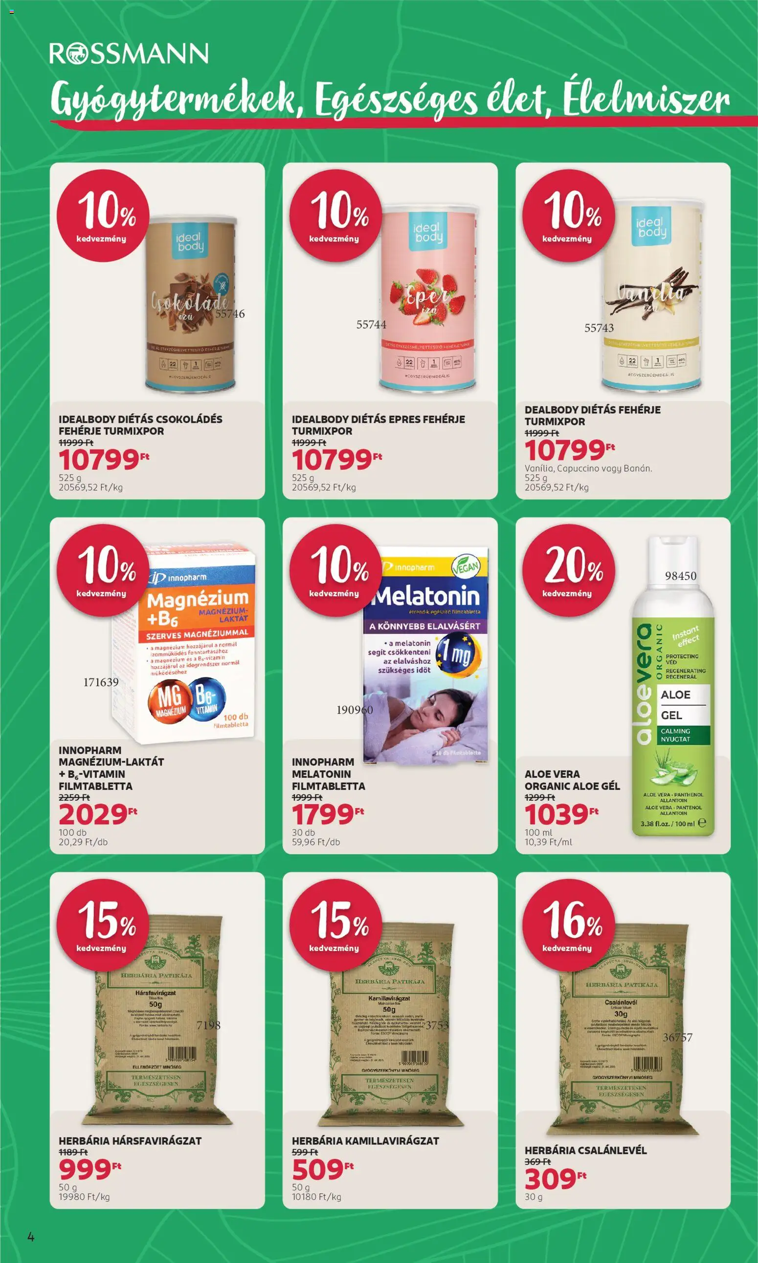Rossmann akciós ujság - amely érvényes a következő dátumtól: 19.01.2026 | Oldal: 4 | Termékek: Body, Aloe vera, Banán, Tea