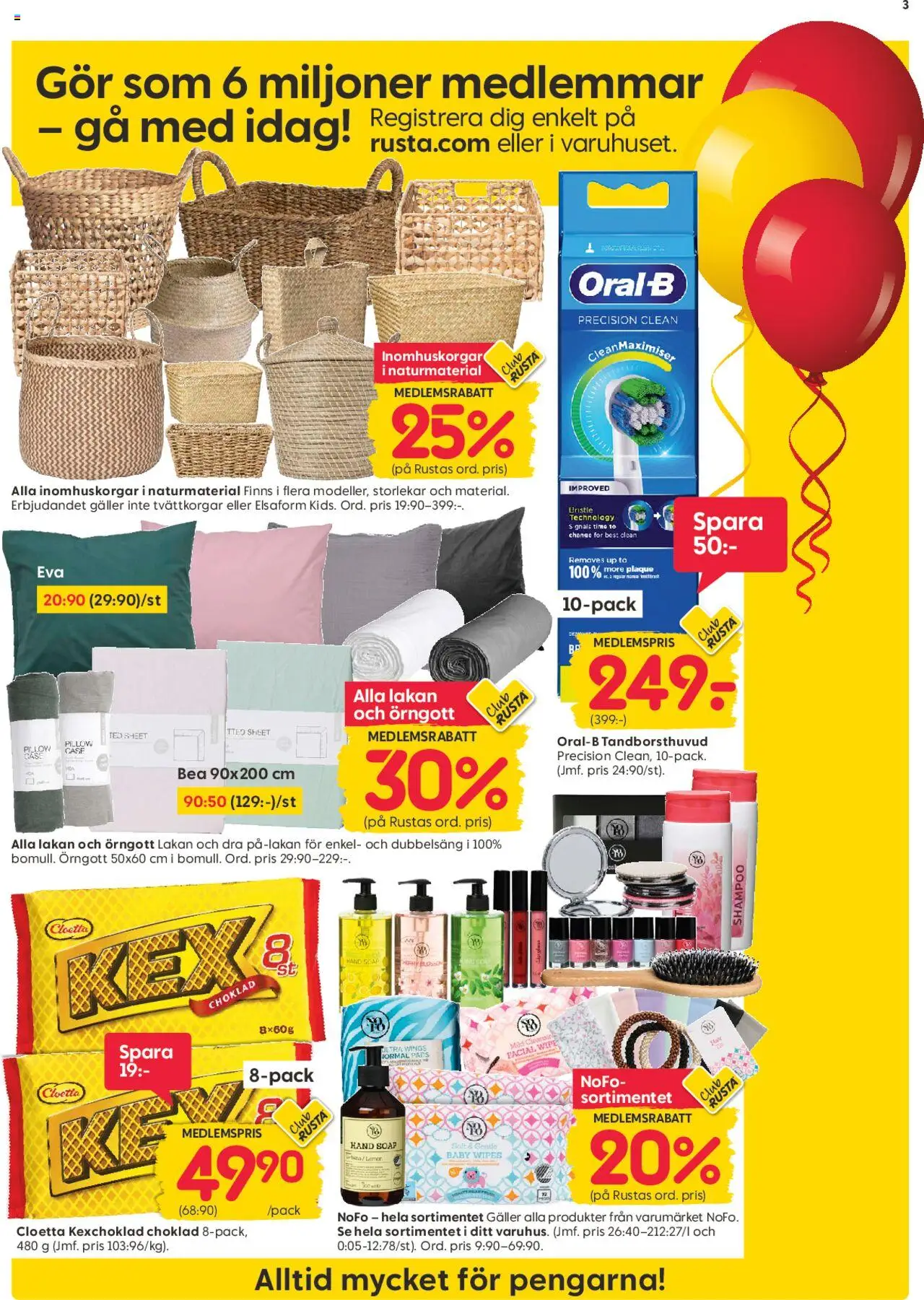 Rusta reklamblad aktuell från 25.08.2025 | Sida: 3 | Produkter: Örngott, Lakan, Galler, Pads
