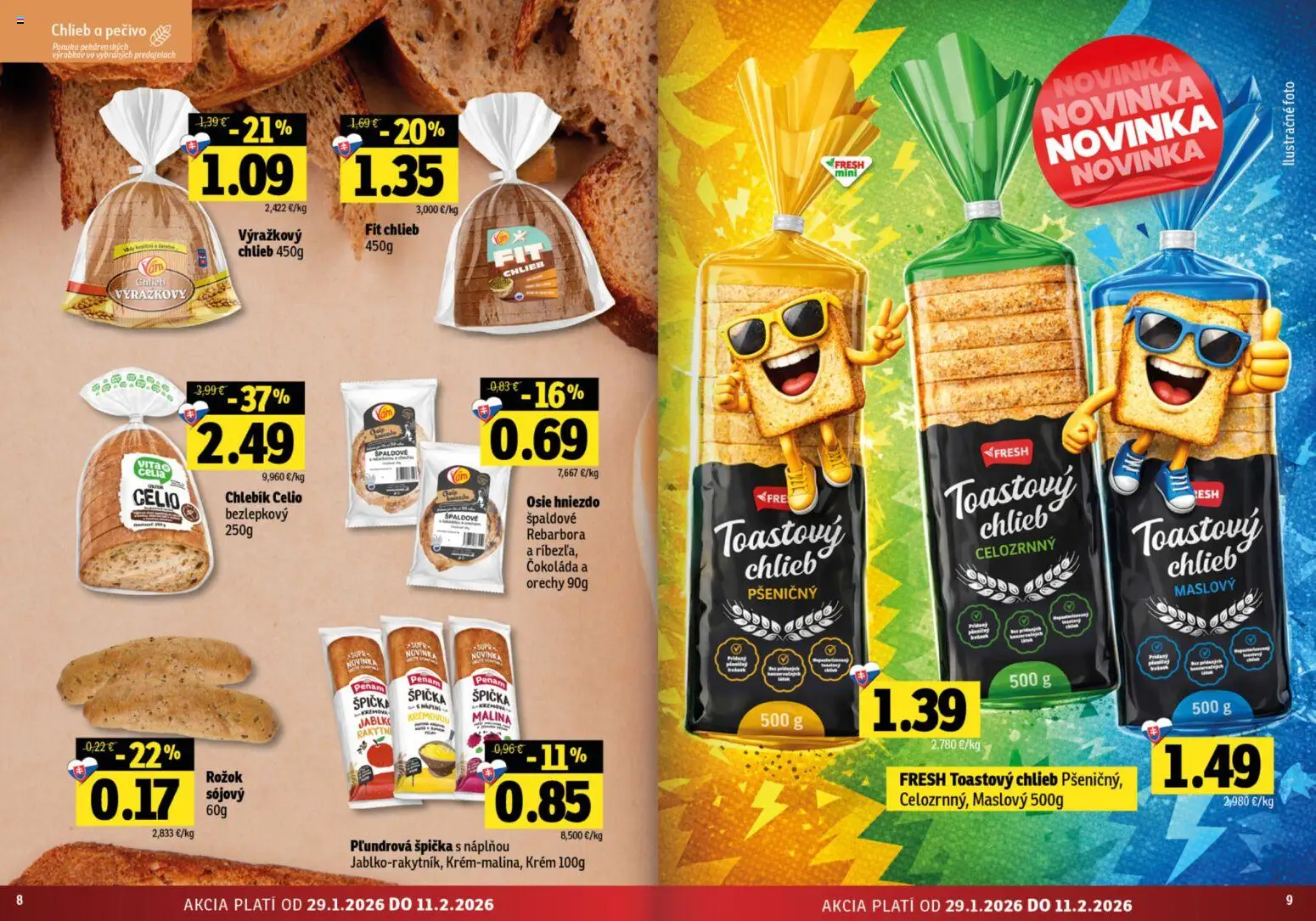 Nové Fresh akcie – leták je platný od 29.01.2026 | Strana: 5 | Produkty: Chlieb, Rožok, Orechy, Krém
