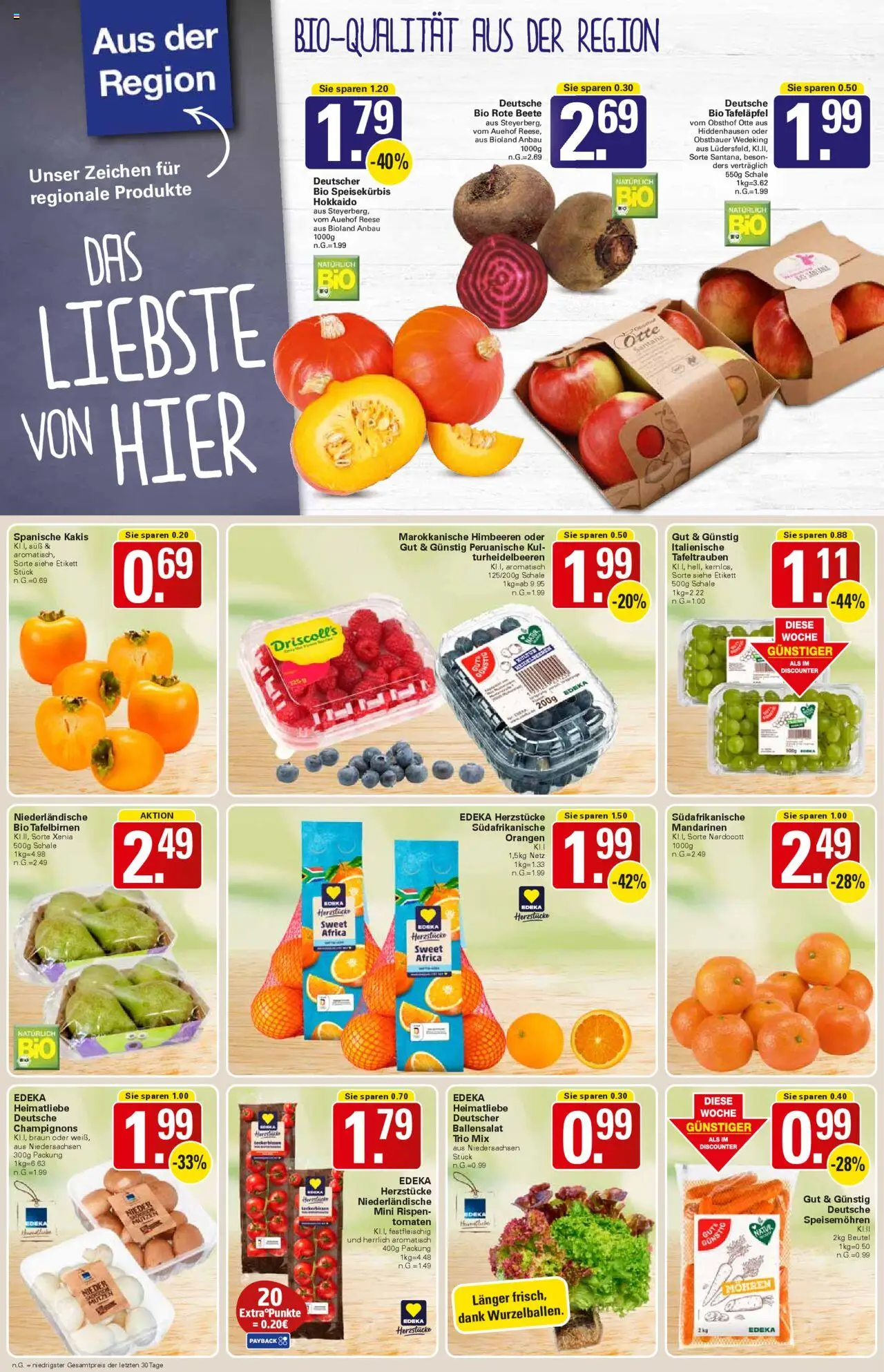 WEZ Prospekt – gültig ab 13.10.2025 | Seite: 2 | Produkte: Himbeeren, Mohren, Champignons, Rote Beete