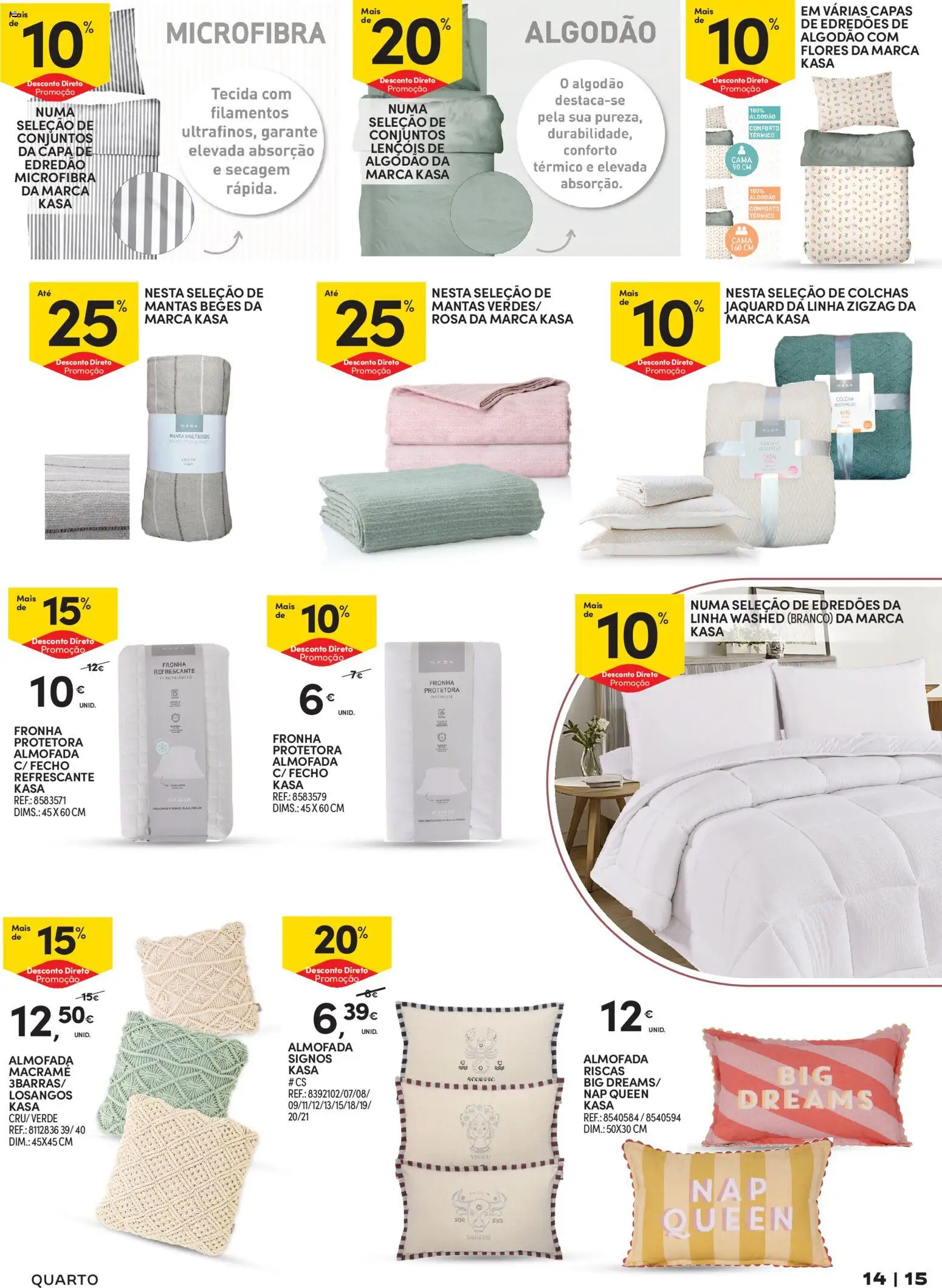 Continente - Açores Tudo para a Casa │ válido de 24.02.2026 | Página: 15 | Produtos: Lençóis, Flores, Cama, Almofada