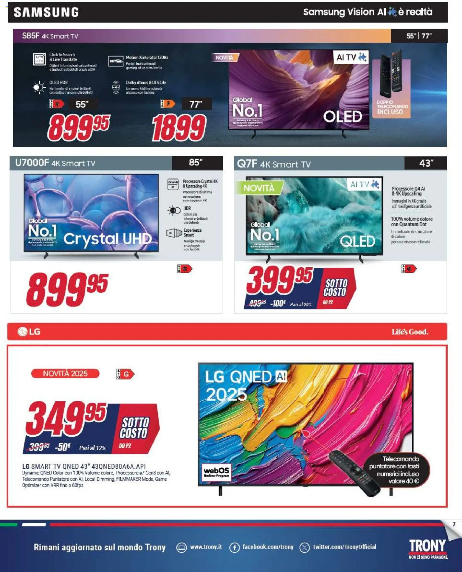 Volantino Trony del 13.12.2025 | Pagina: 7 | Prodotti: Telecomando, smart TV, TV, Samsung