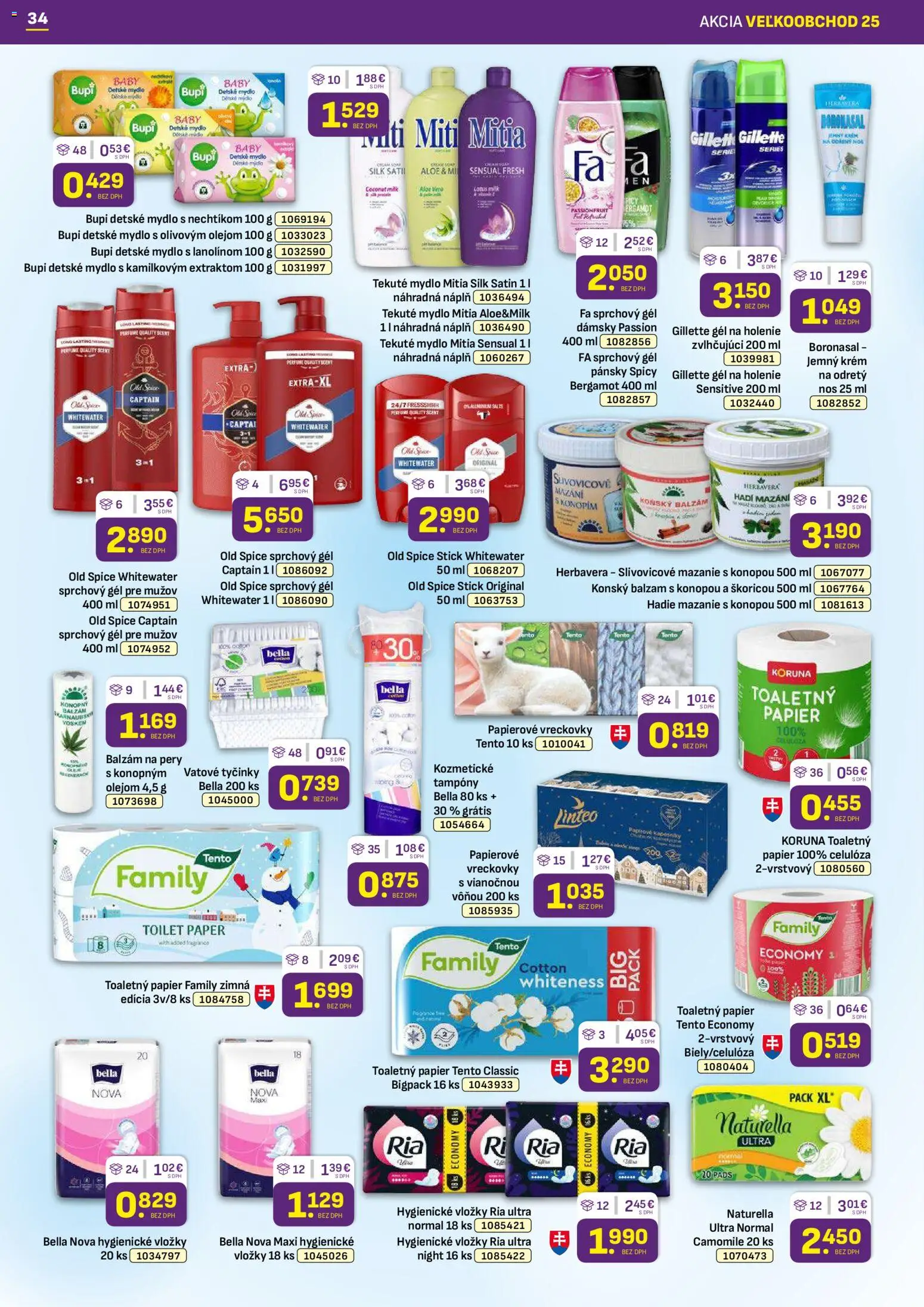 Nové Libex akcie – leták je platný od 15.12.2025 | Strana: 34 | Produkty: Old Spice, Toaletný papier, Sprchový gél, Krém