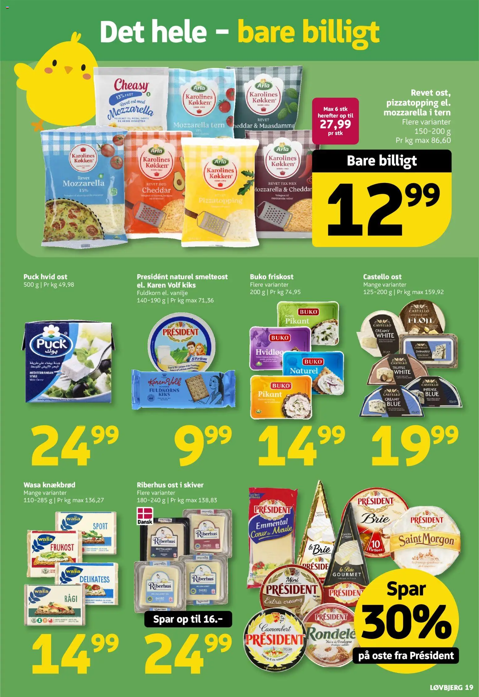 Løvbjerg tilbudsavis – gyldig fra 27.03.2026 | Side: 19 | Produkter: Camembert, Ost, Knækbrød, Vanilje