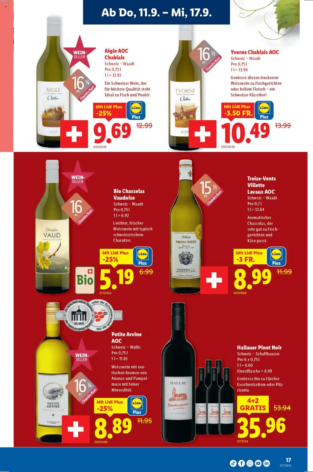 Lidl Aktionen – gültig ab 11.09.2025 | Seite: 17 | Produkte: Weißwein, Käse, Fisch, Ananas