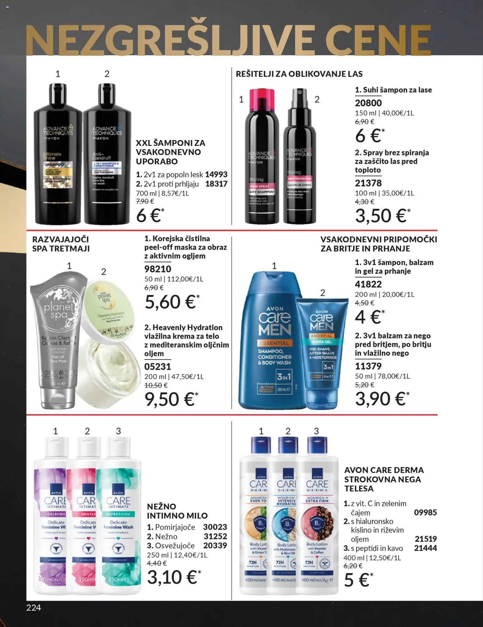 Novi Avon katalog ponudbe – veljaven od 01.10.2025 | Stran: 224 | Izdelki: Suhi šampon za lase, Krema, Maska, Milo
