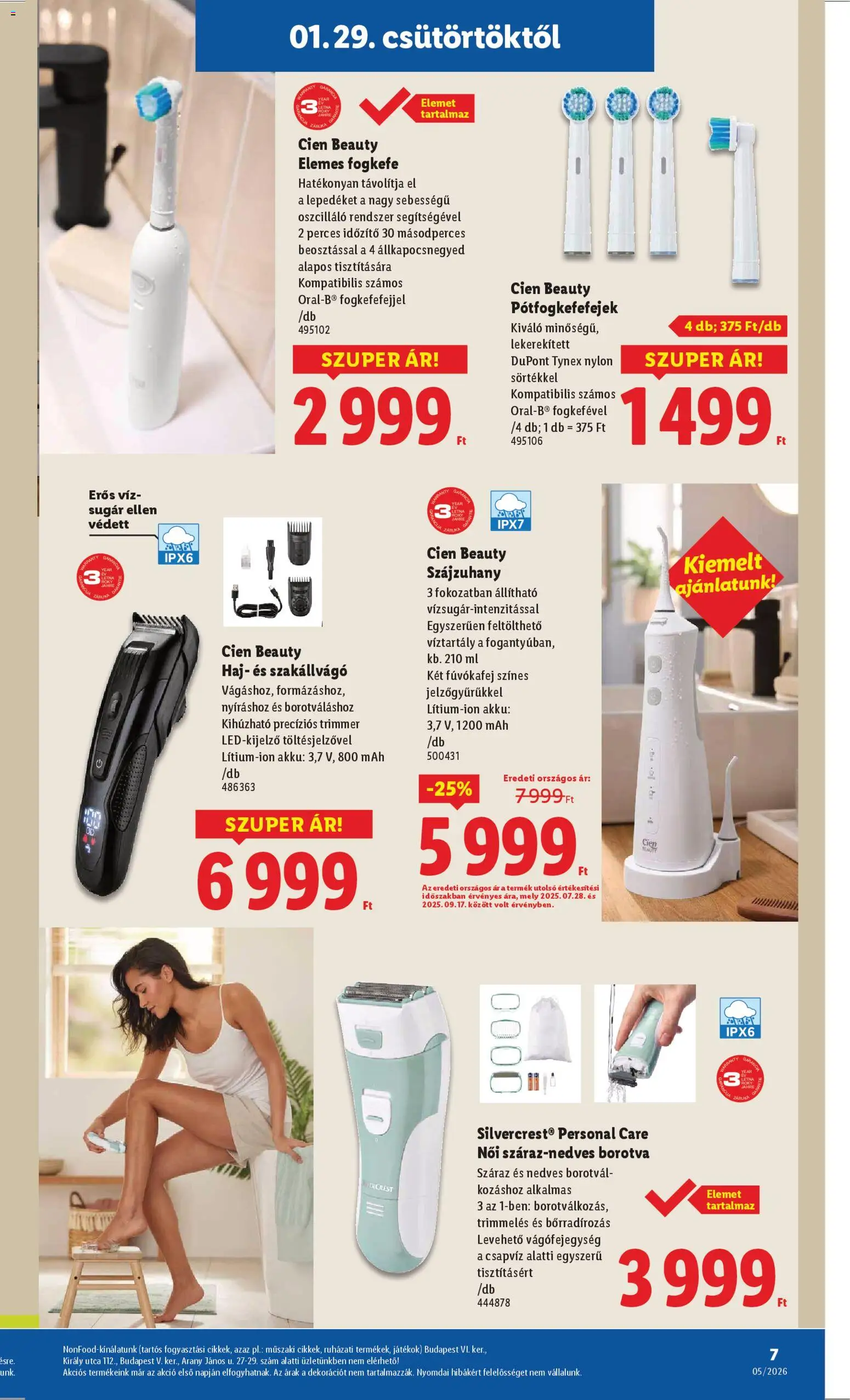 Lidl akciós ujság - amely érvényes a következő dátumtól: 29.01.2026 | Oldal: 7 | Termékek: Szájzuhany, Játékok, Borotva, Fogkefe