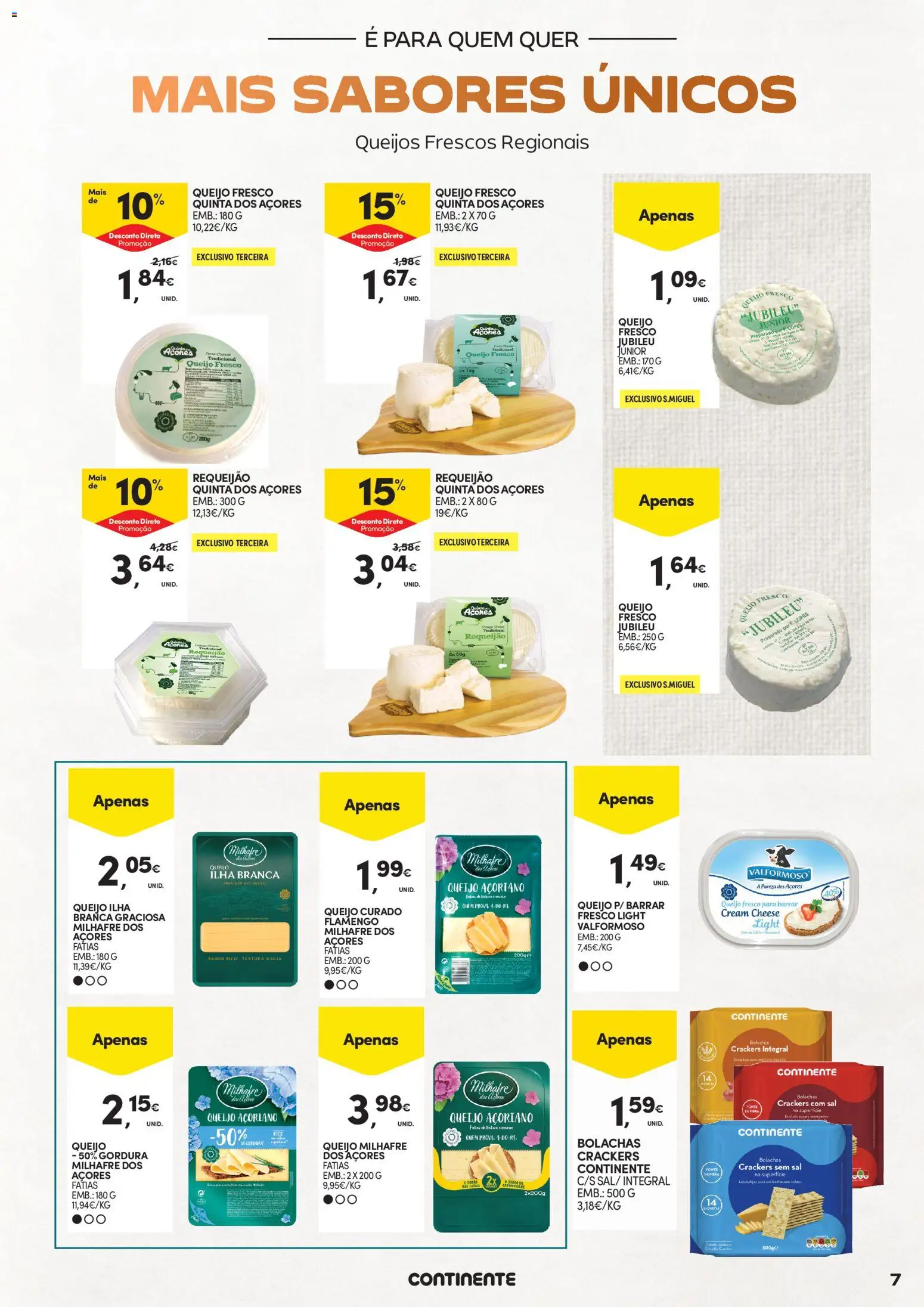 Continente - Açores Queijos, Enchidos e Vinhos │ válido de 03.02.2026 | Página: 7 | Produtos: Cream cheese, Bolachas, Sal, Queijo