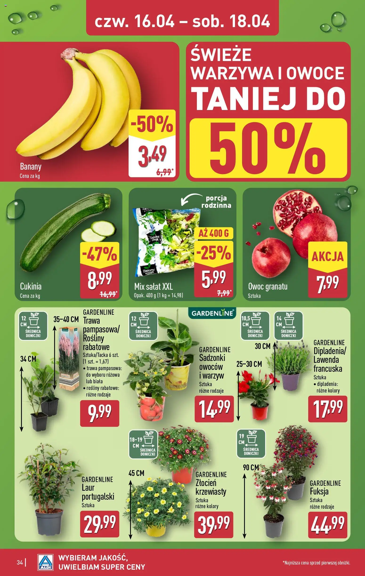 Aldi Polsko leták od 13.04.2026 | Strana: 34 | Produkty: Banány, Salát, Mix salát
