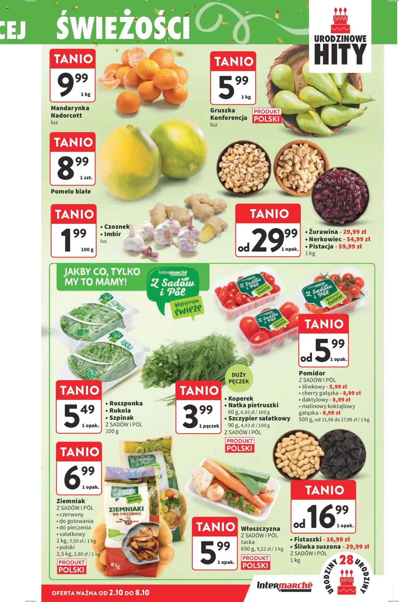 Intermarche Gazetka od 02.10.2025 | Strona: 19 | Produkty: Gruszka, Pomelo, Rukola, Żurawina