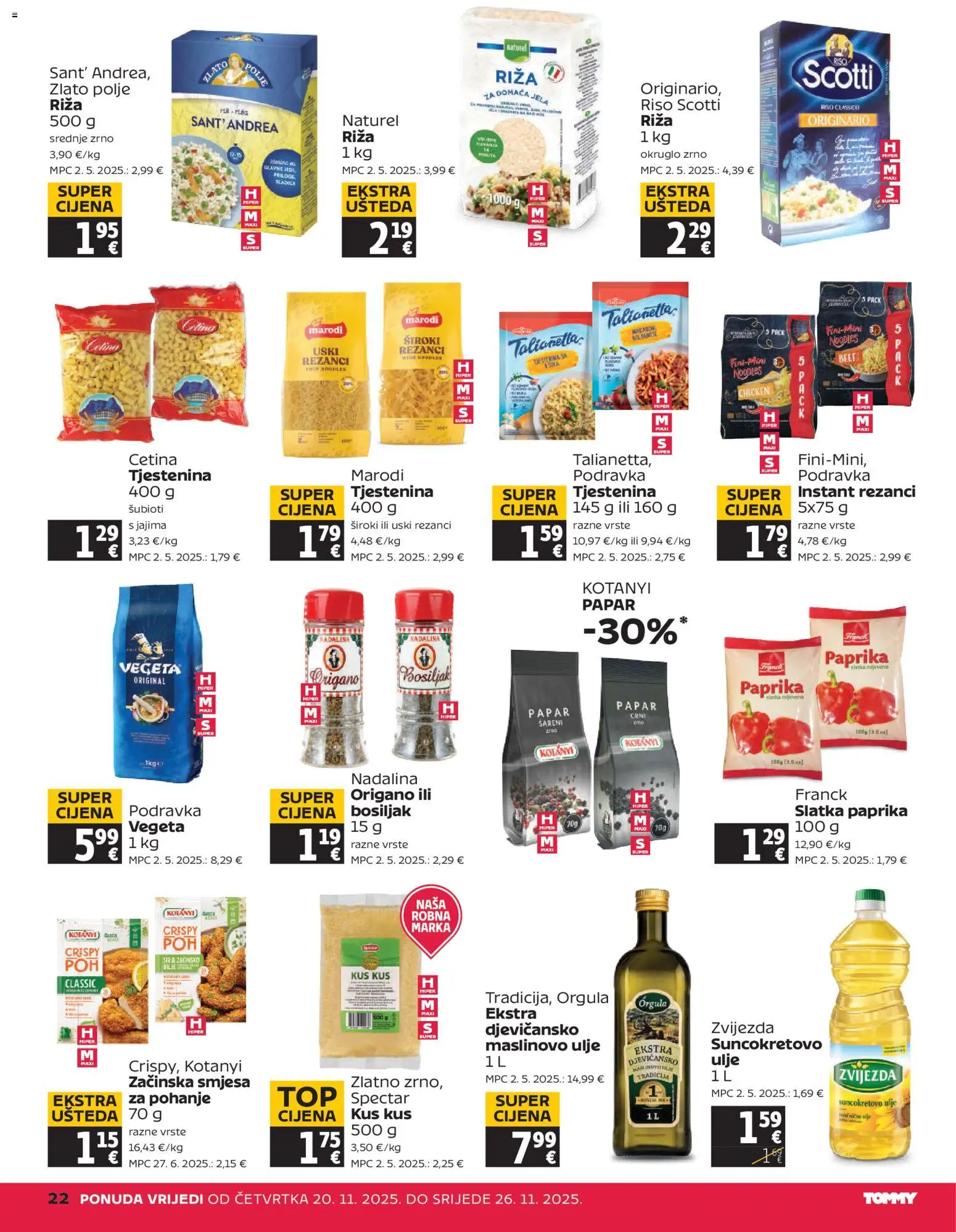 Tommy katalog | vrijedi od 20.11.2025 | Stranica: 22 | Proizvodi: Ulje, Paprika, Papar, Vegeta