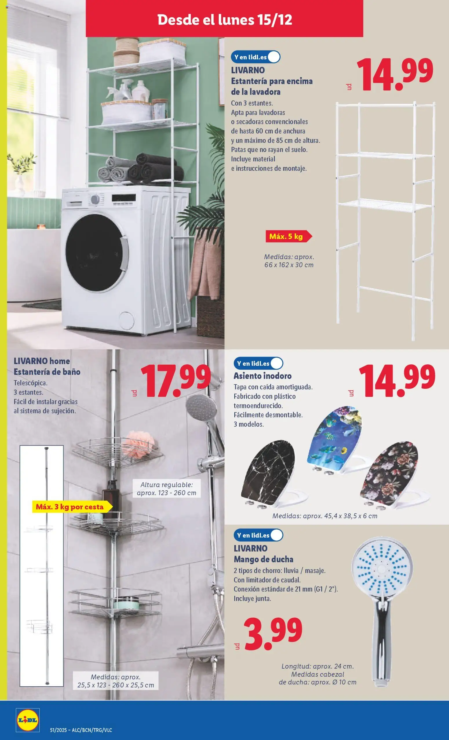Lidl folleto de bazar │ válido desde el 15.12.2025 | Página: 8 | Productos: Lavadora, Ρούτερ, Baño, Cesta