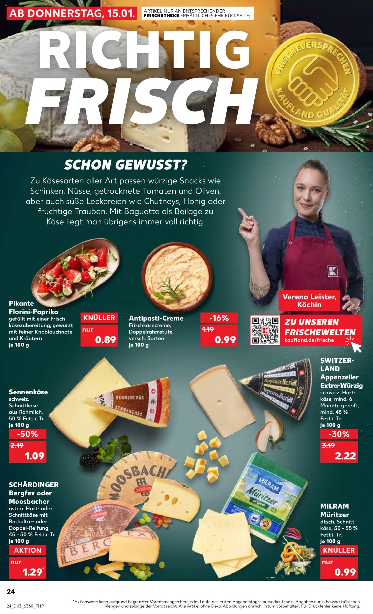 Kaufland prospekt Kiel	 – gültig ab 15.01.2026 | Seite: 24 | Produkte: Käse, Baguette, Tomaten, Milram