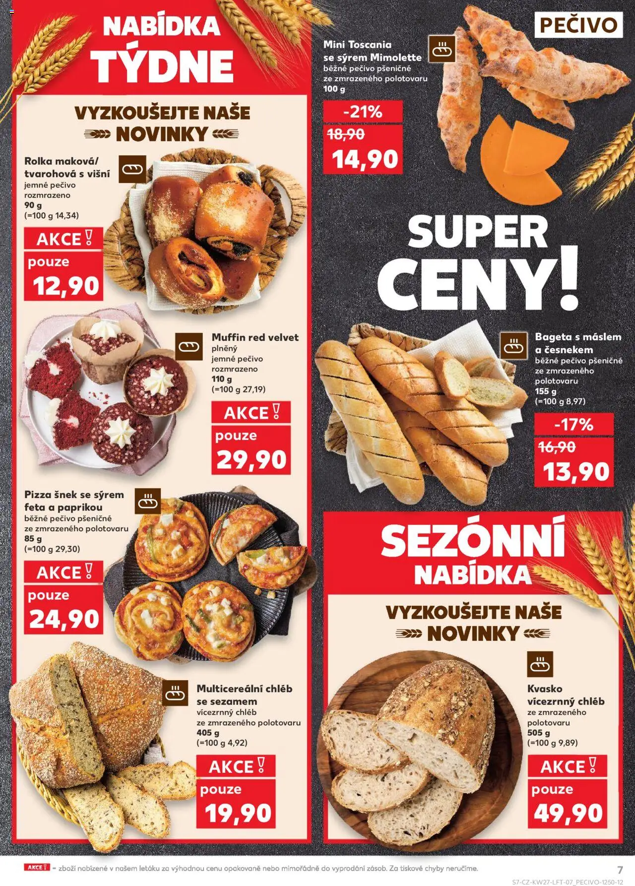 Kaufland leták od 02.07.2025 | Strana: 7 | Produkty: Chléb, Pizza, Pečivo, Velvet