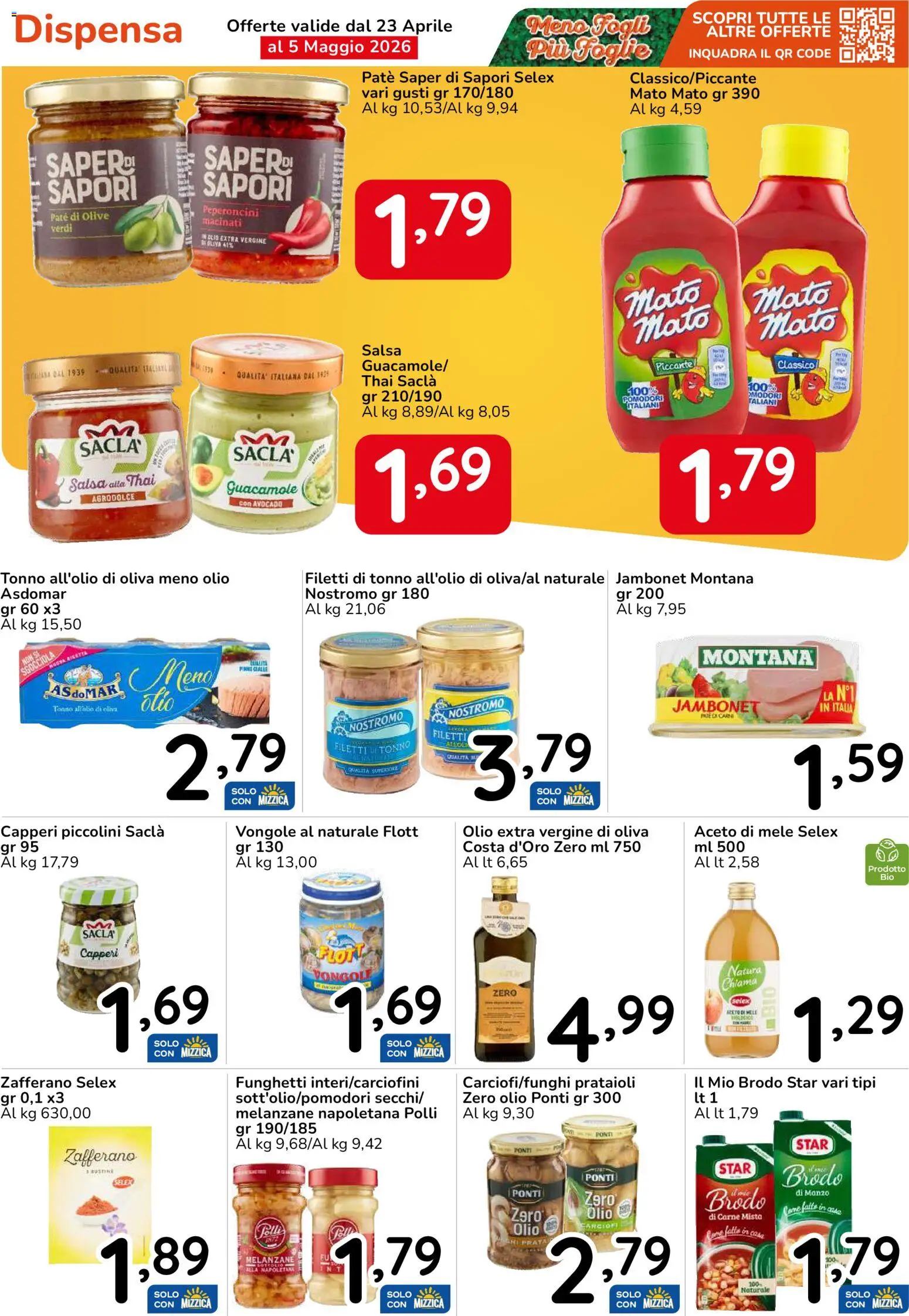 Volantino Famila del 23.04.2026 | Pagina: 28 | Prodotti: Aceto di mele, Salsa, Pomodori, Melanzane